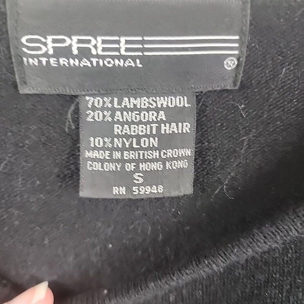 Spree International Vintage Black Beaded Angora Lambswool Sweater Small 80s 90s