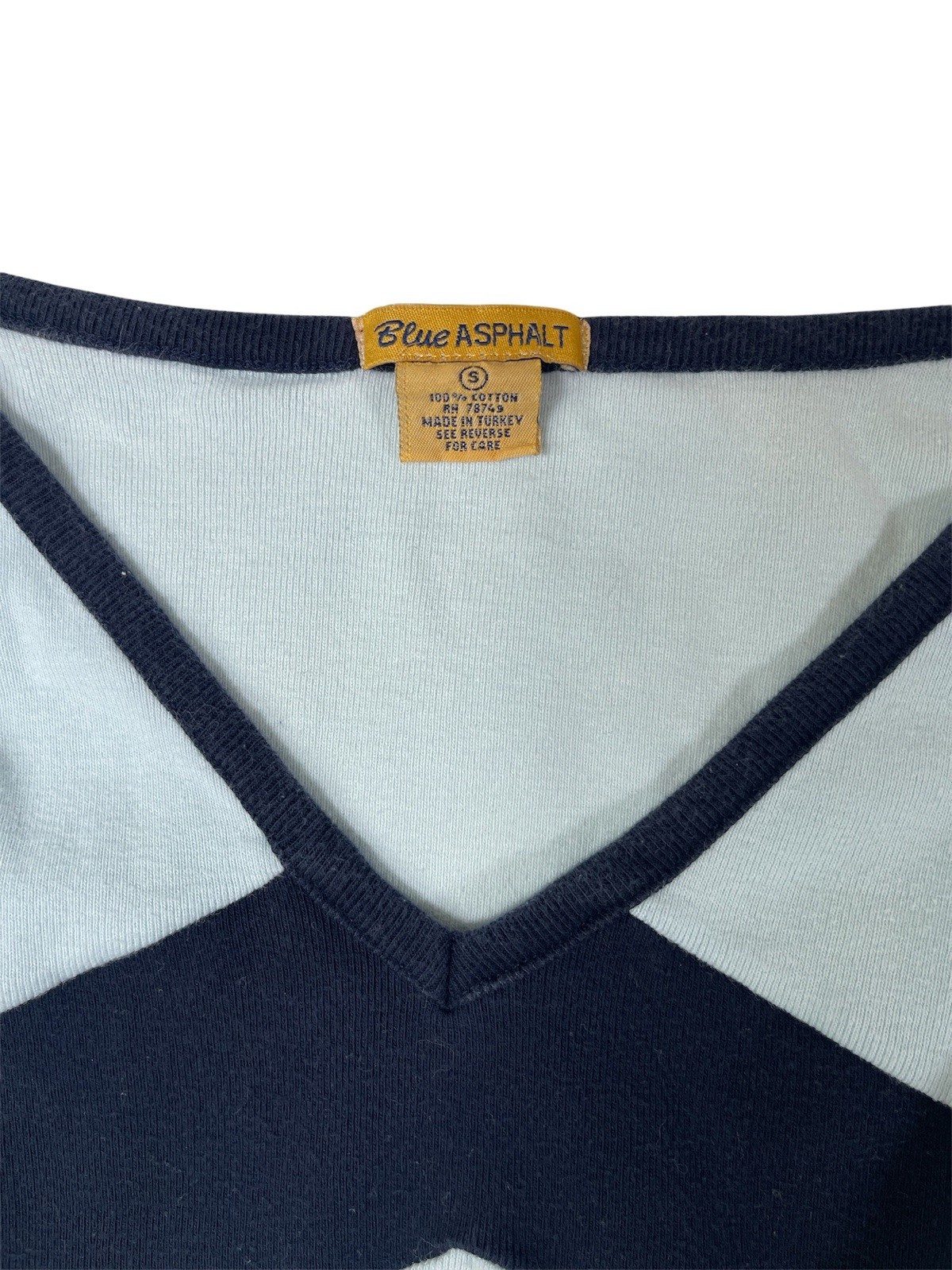 Y2K Blue Asphalt Ribbed Cami Tank Top Light Blue Navy Contrast Stretch Size S