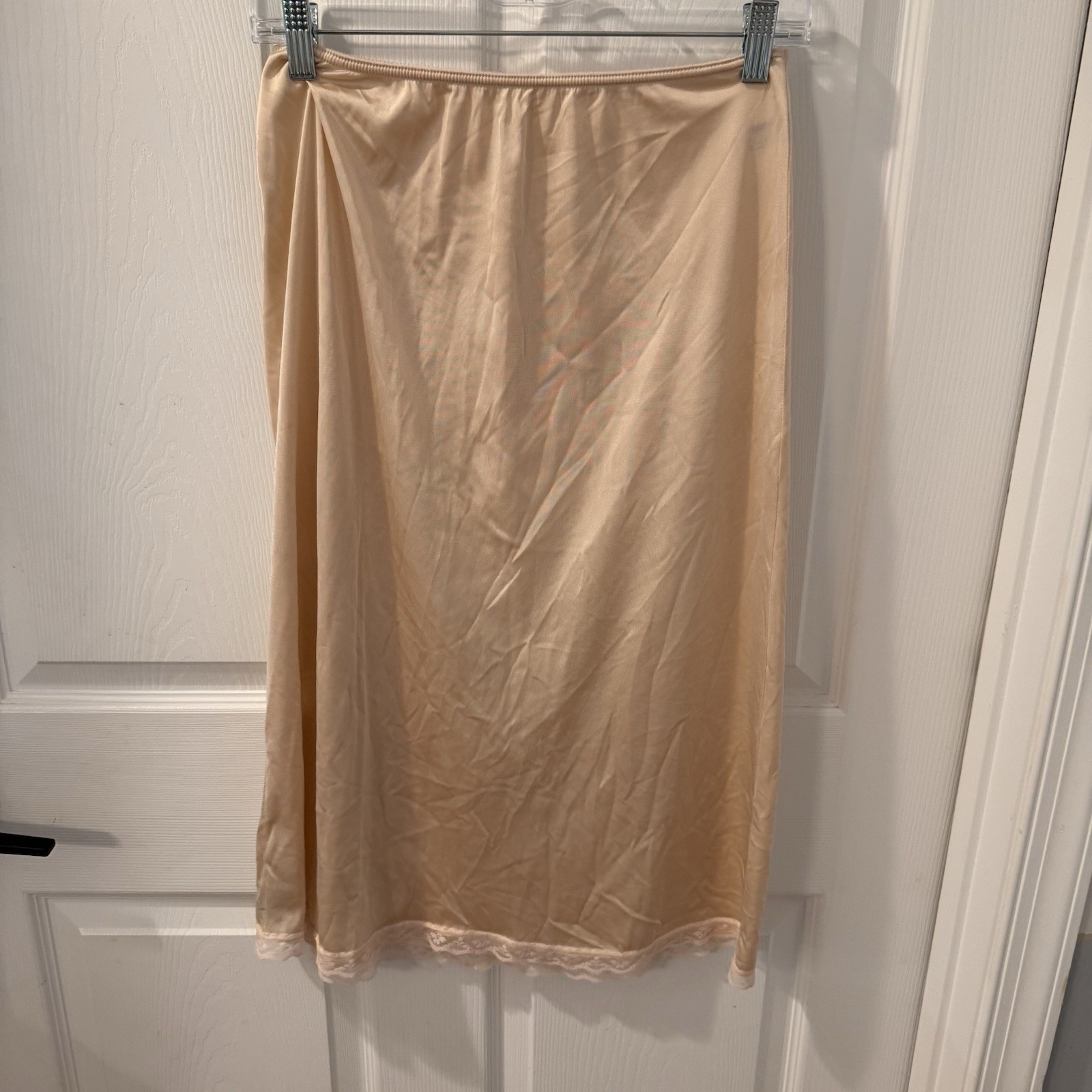 Vintage Warners Perfect Measure Half Slip Skirt Women’s Sz M Lace Trim Beige