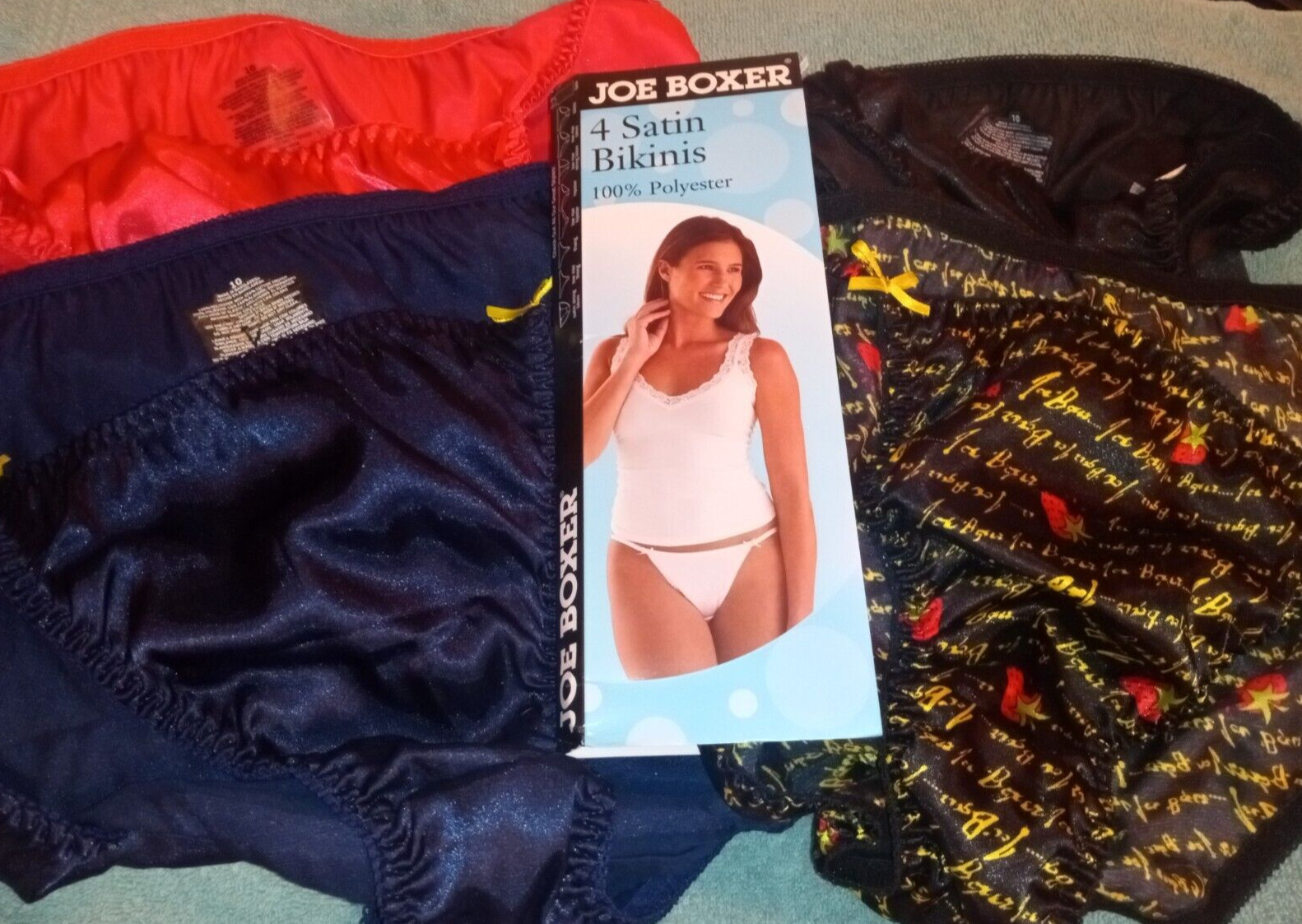 Joe Boxer Shiny Satin String Bikini Panties Size 10~NEW~Rare Hard to Find~L@@K