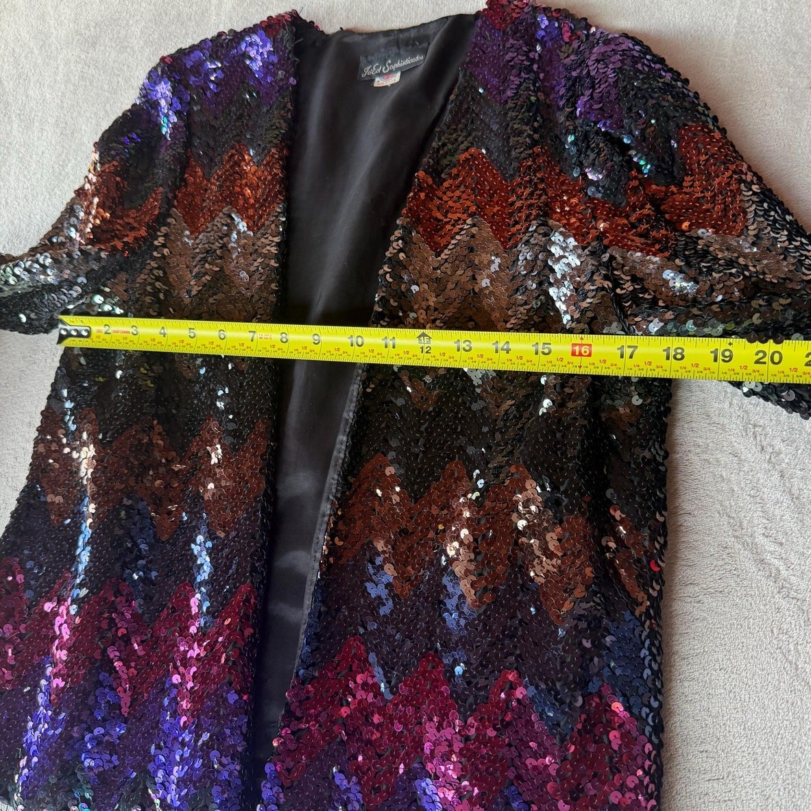 Vintage 80s Sequin Jacket Multicolor Iridescent Chevron Zigzag Evening Wear