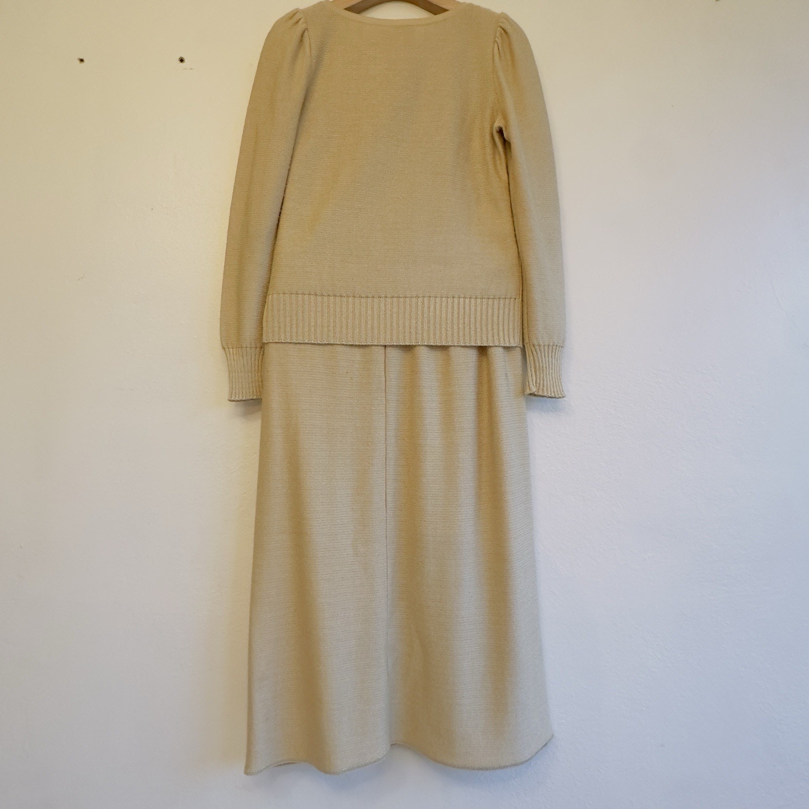 Vintage Vivanti Metallic Gold Knit Sweater & Skirt Set | Size 6 | Made in USA