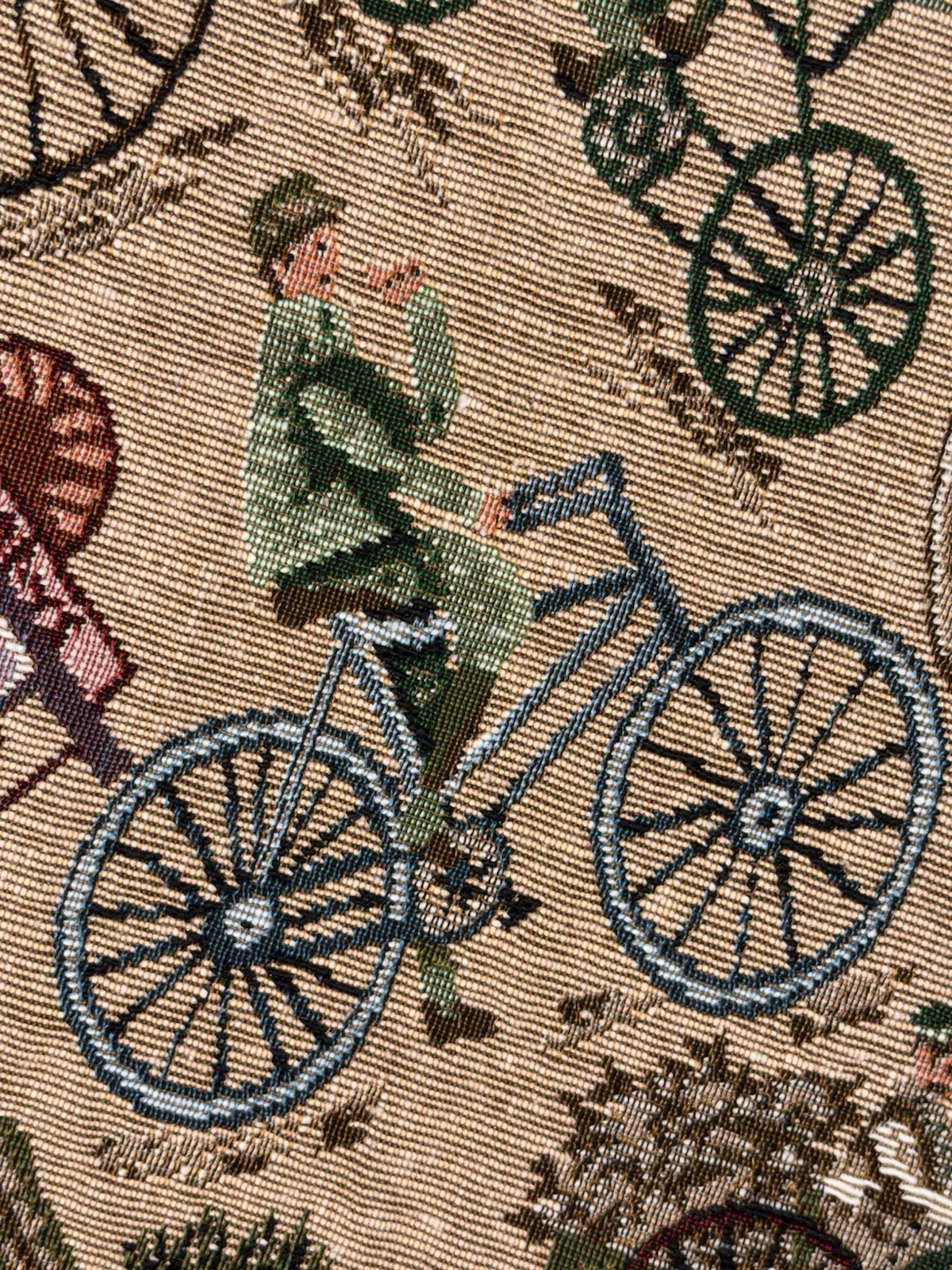 VTG Tapestry Full Zip Vest Victorian Novelty Italian Bicycle Ice Cream Size XL