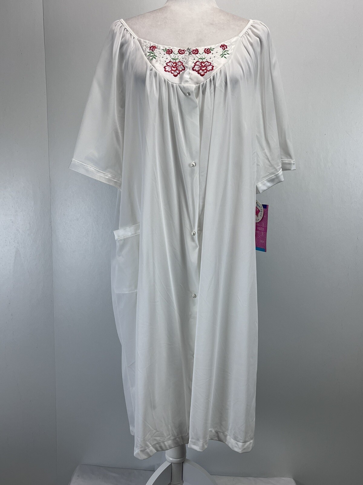 NEW! Vtg Kelly Reed Nylon Nightgown Sz 26W Plus White Semi Sheer Made In USA
