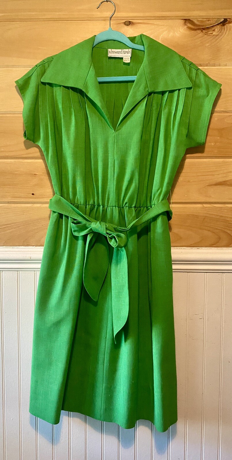 VTG S. Howard Hirsch Belted Pullover Day Dress 70’s Collar Large