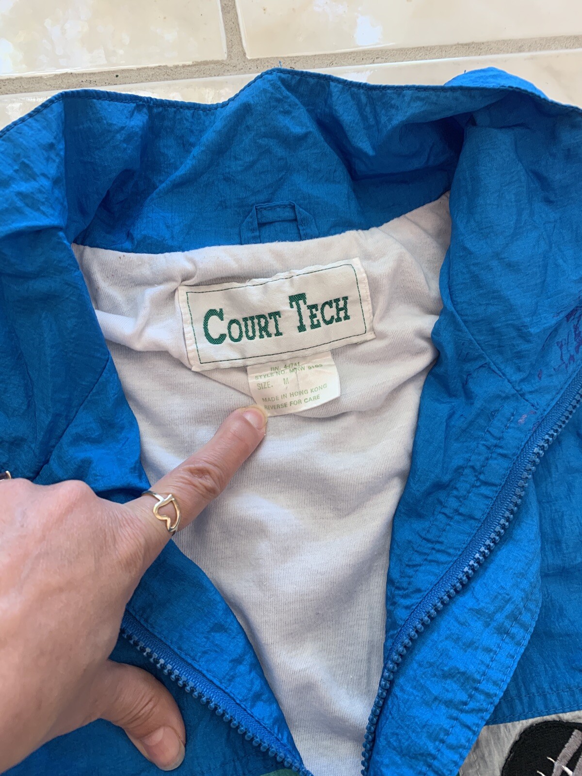 VINTAGE 80’S WOMENS COURT TECH TRACK SWEAT SUIT JACKET & PANTS BLUE Size Medium