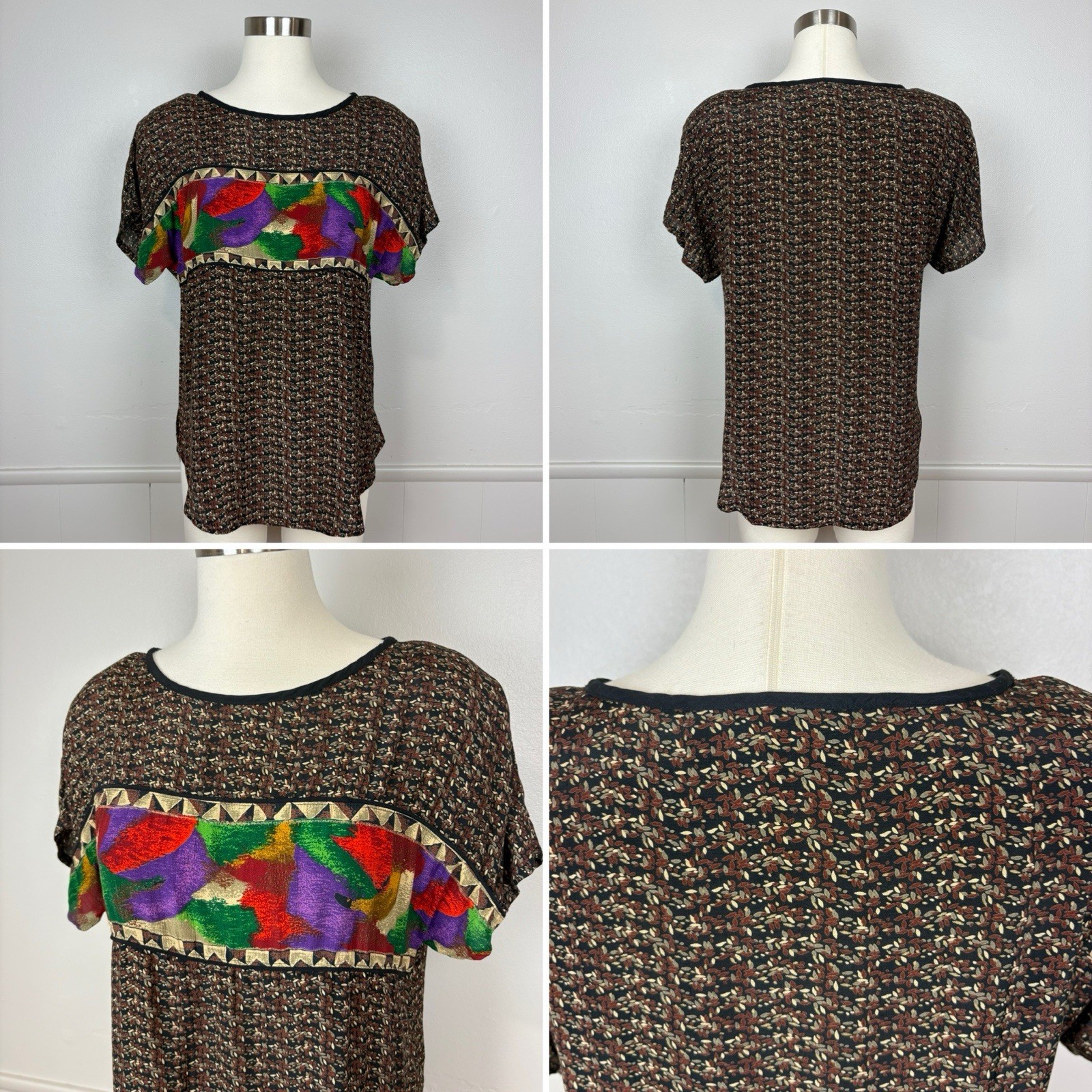 Dorothy Schoelen Platinum Vintage Jacket & Blouse Size P(Small) Abstract Print