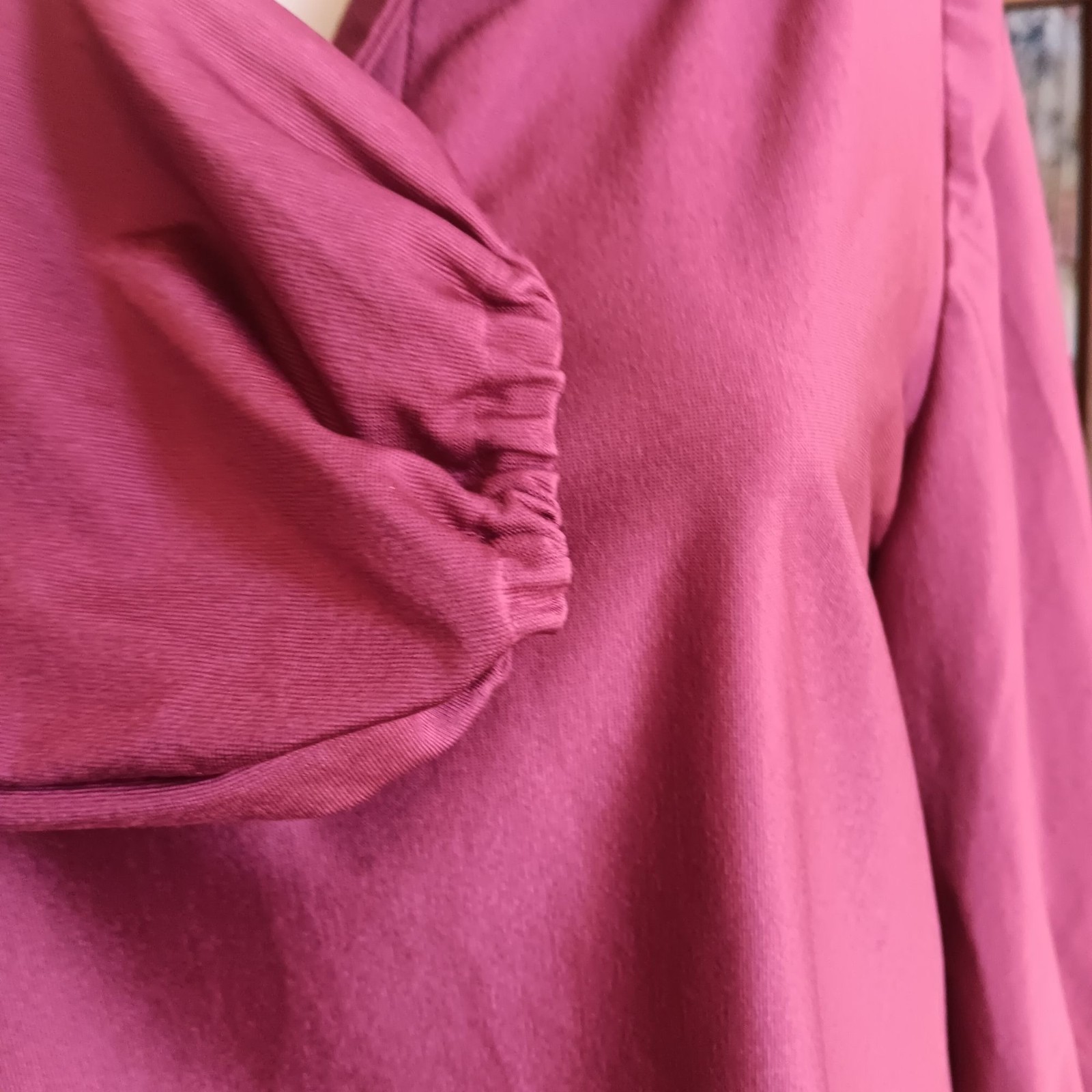 Stretch Polyester True Vintage Medium Top 1970s Handmade Red Big Collar USA