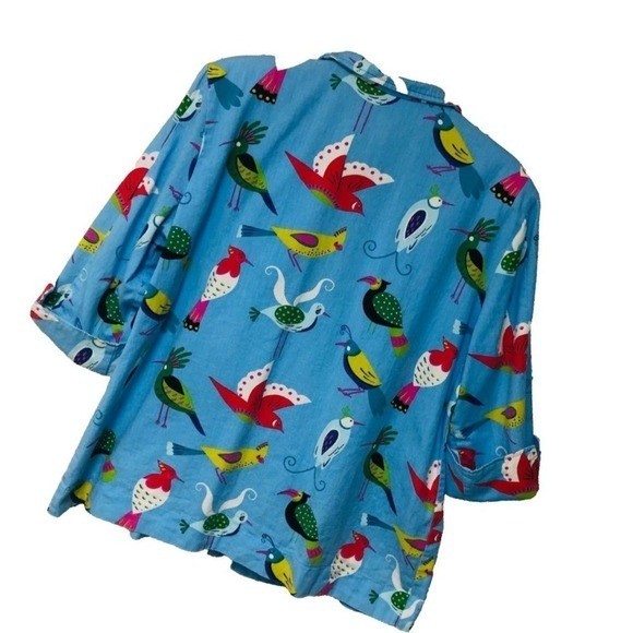VTG Painted Pony Bird Jacket Unique Artsy USA 3/4 Slv Colorful Spring Womens XL