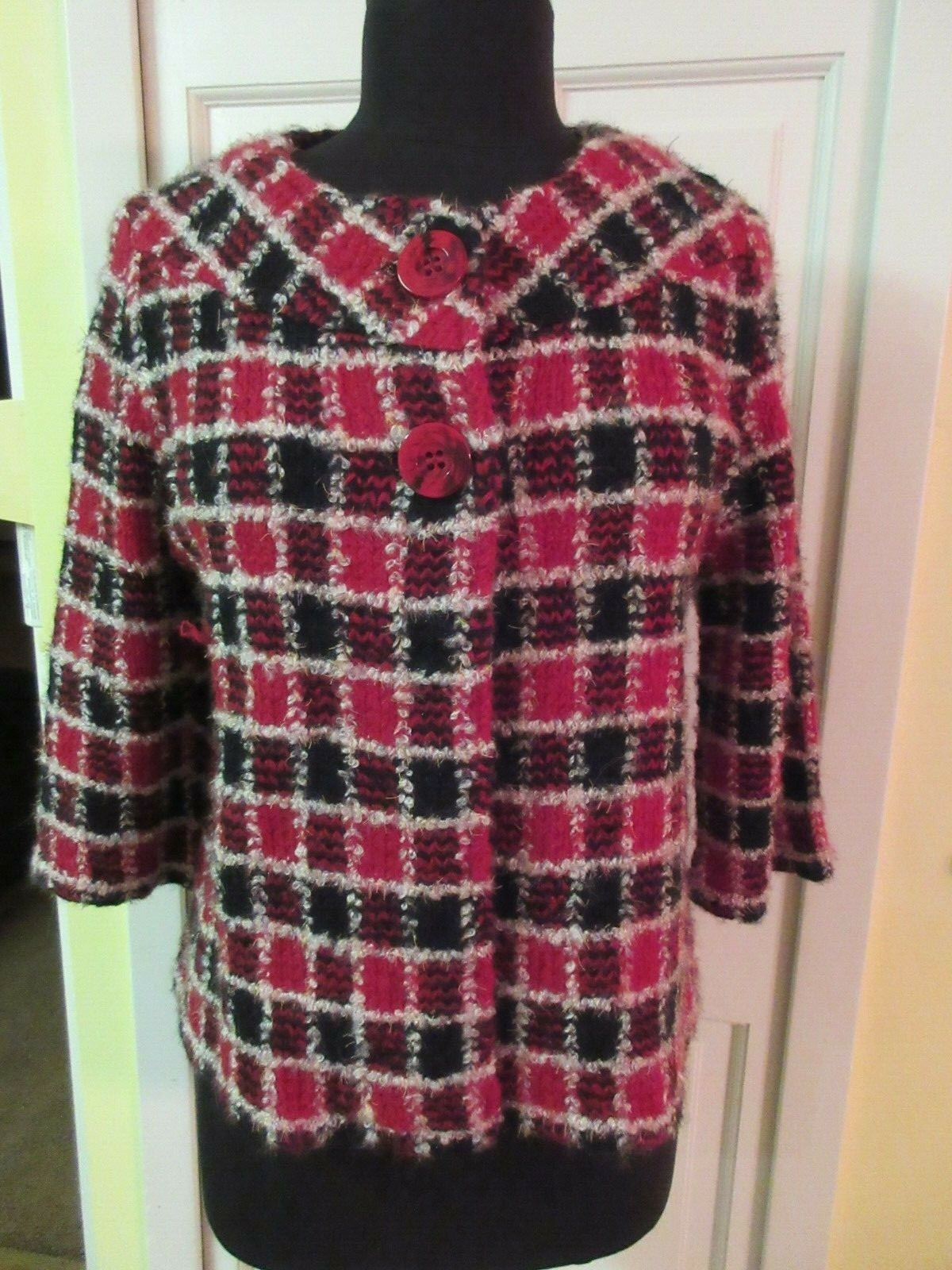 RETRO VINTAGE JACKET RED & BLACK SWING STYLE SIZE M/L NO LABEL