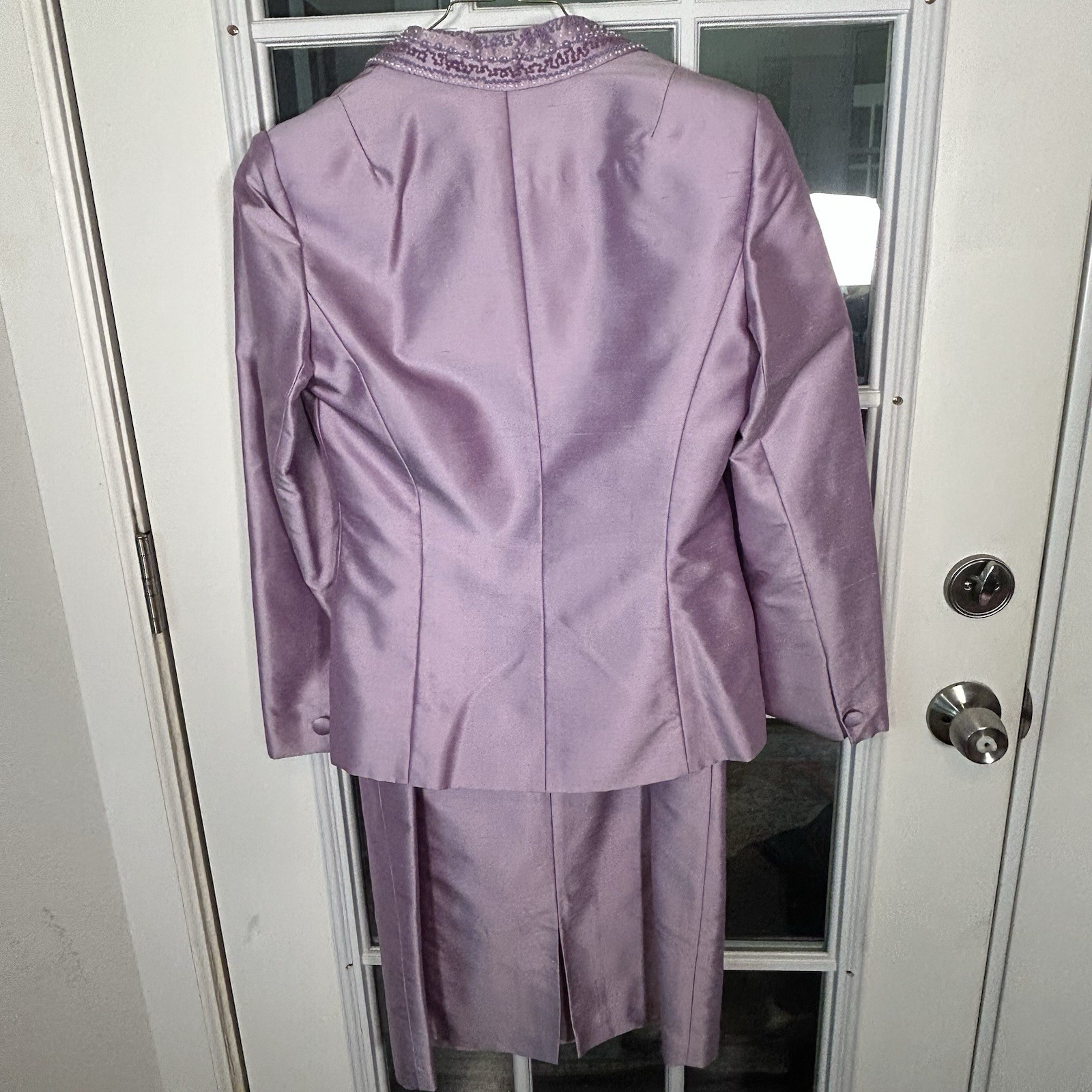 Lillie Rubin X Kay Unger Vintage 1990s 100% Silk Lavender Beaded Dress Jacket 6