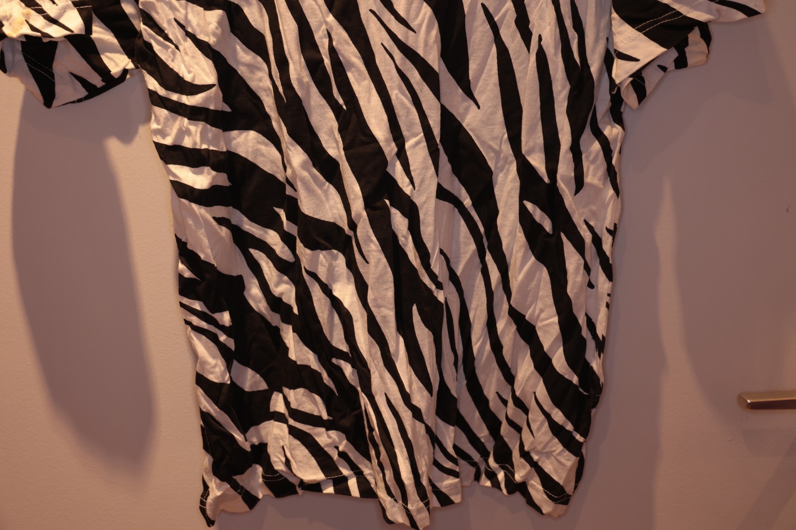 GABRIELA VENTURA T-Shirt Zebra Cotton Black White M *** Vintage with Stains