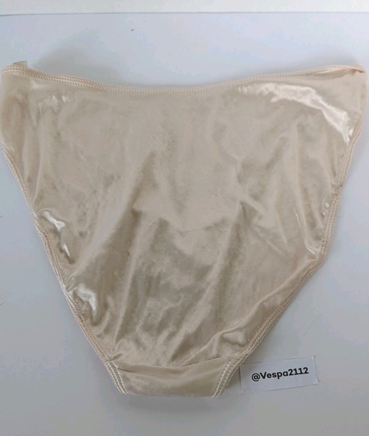 Vintage Victoria Secret Second Skin Satin Bikini Hi Cut Panty Champagne M Gold