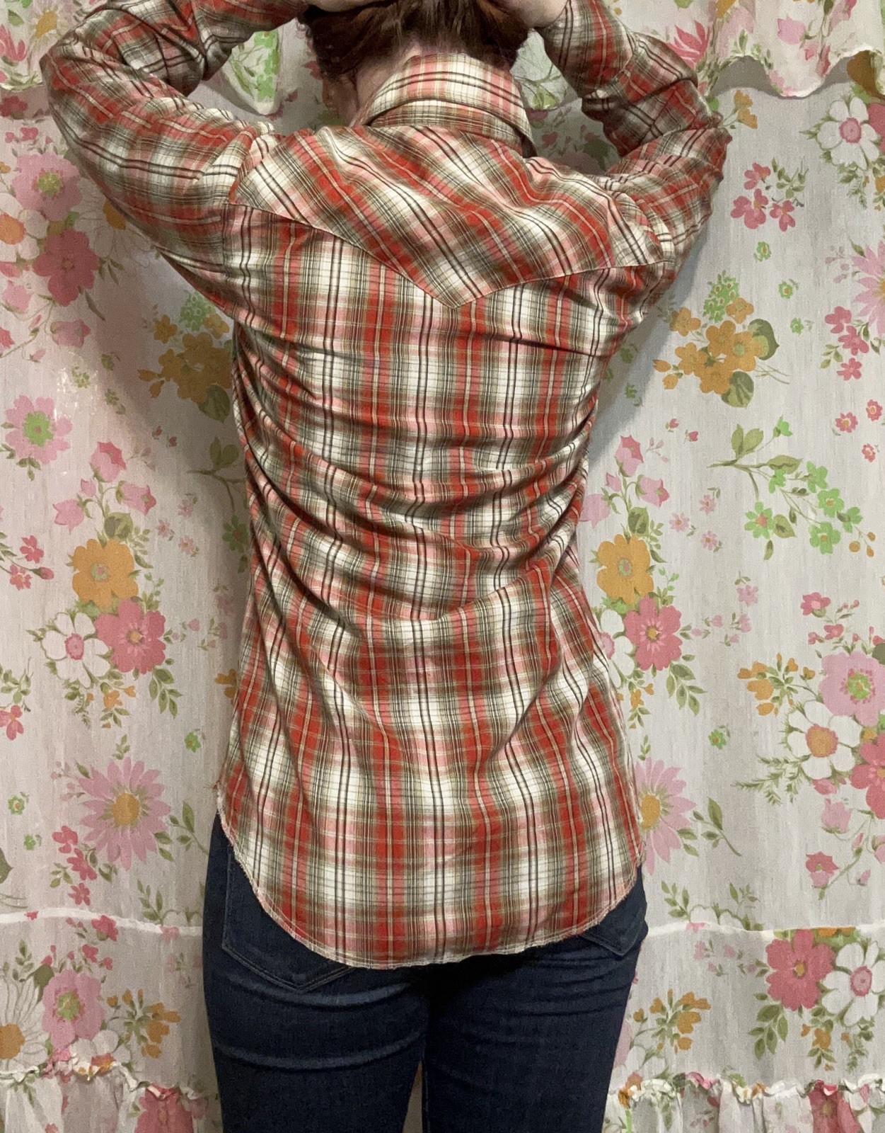 Vtg Retro Plaid Pearl Snap Country American Western Cowgirl Rockabilly Rodeo SM