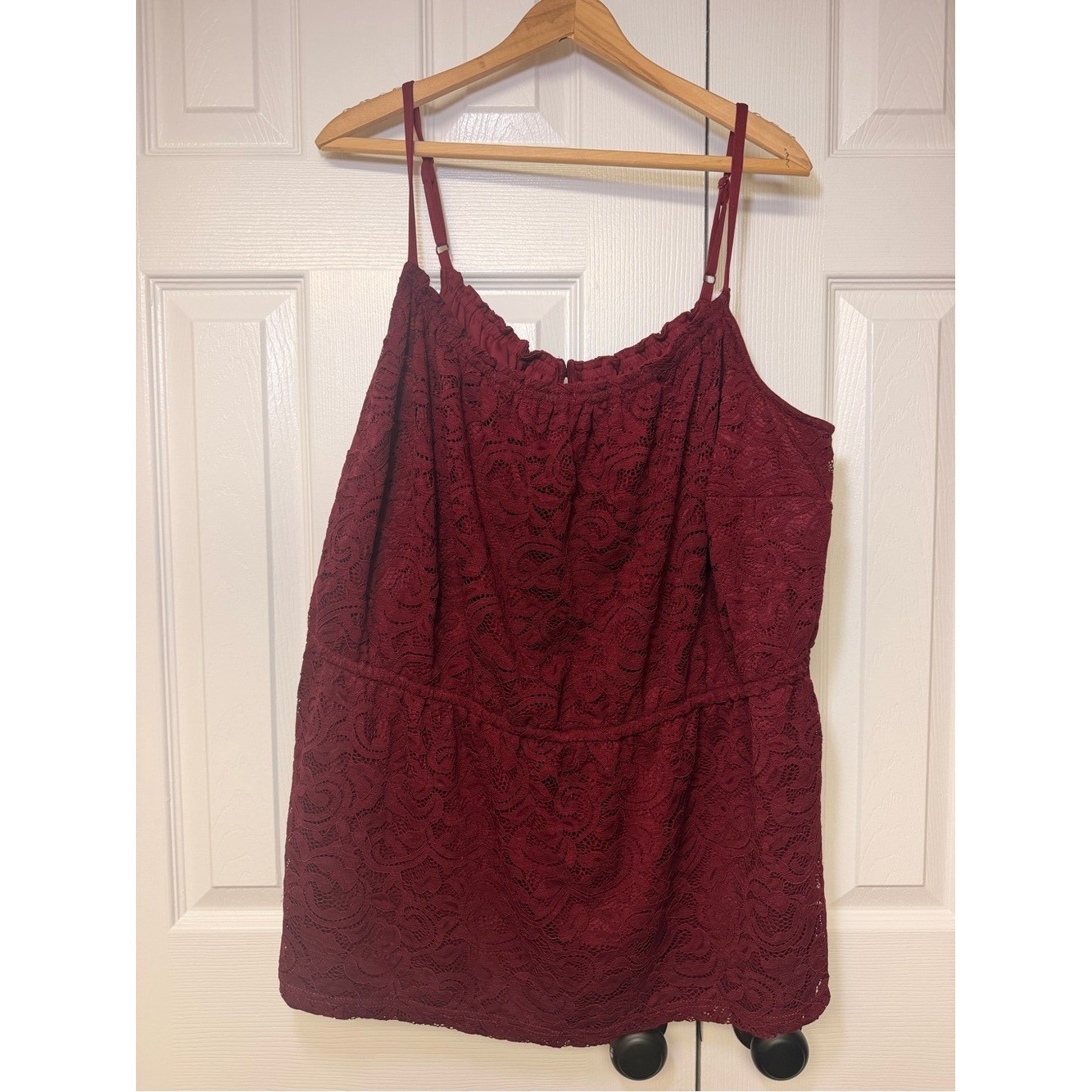 Lane Bryant Burgundy Lace Babydoll Cami Tank 26/28 Plus Romantic Date Night