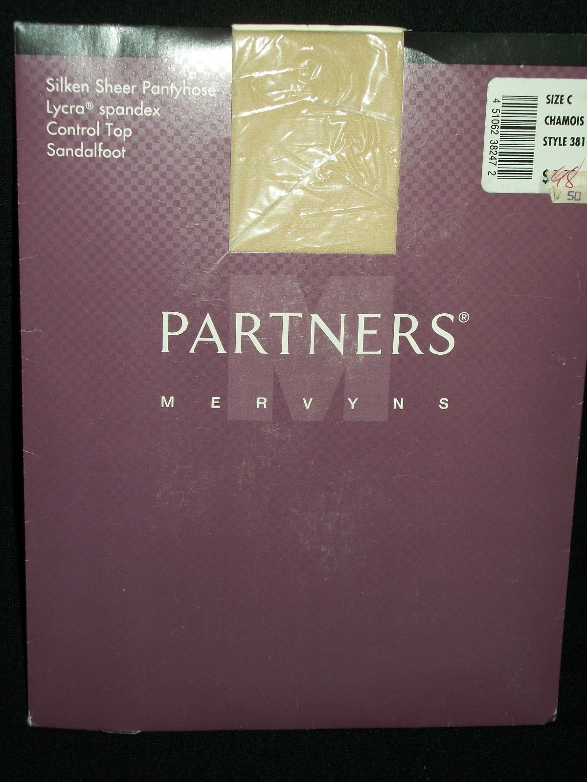 Mervyns Partners Silken Sheer Pantyhose Spandex C Control Top Sandalfoot Nylon