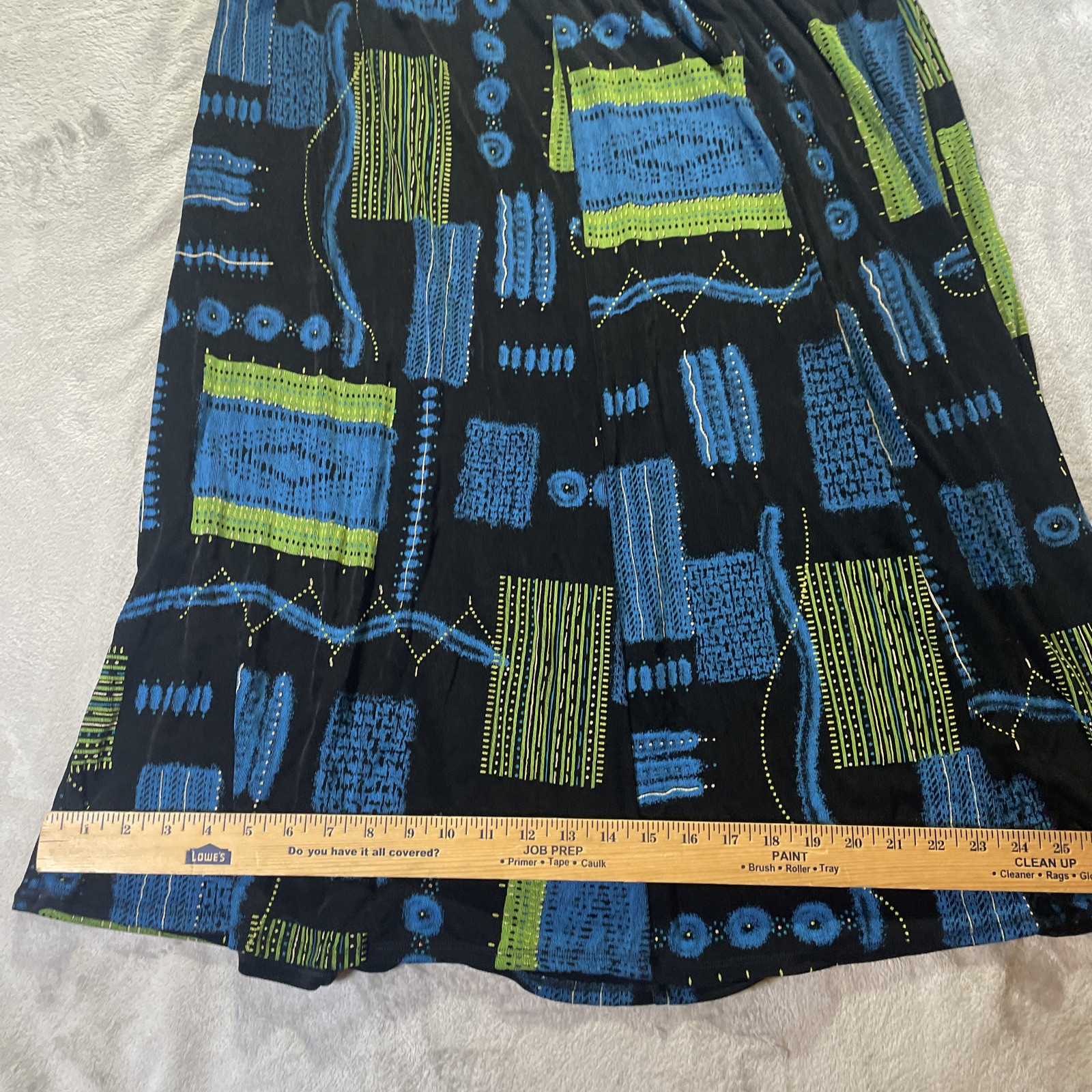 Vtg Renaissance Swing Skirt Woman 2x Abstract Print Elastic Waist Festival Boho