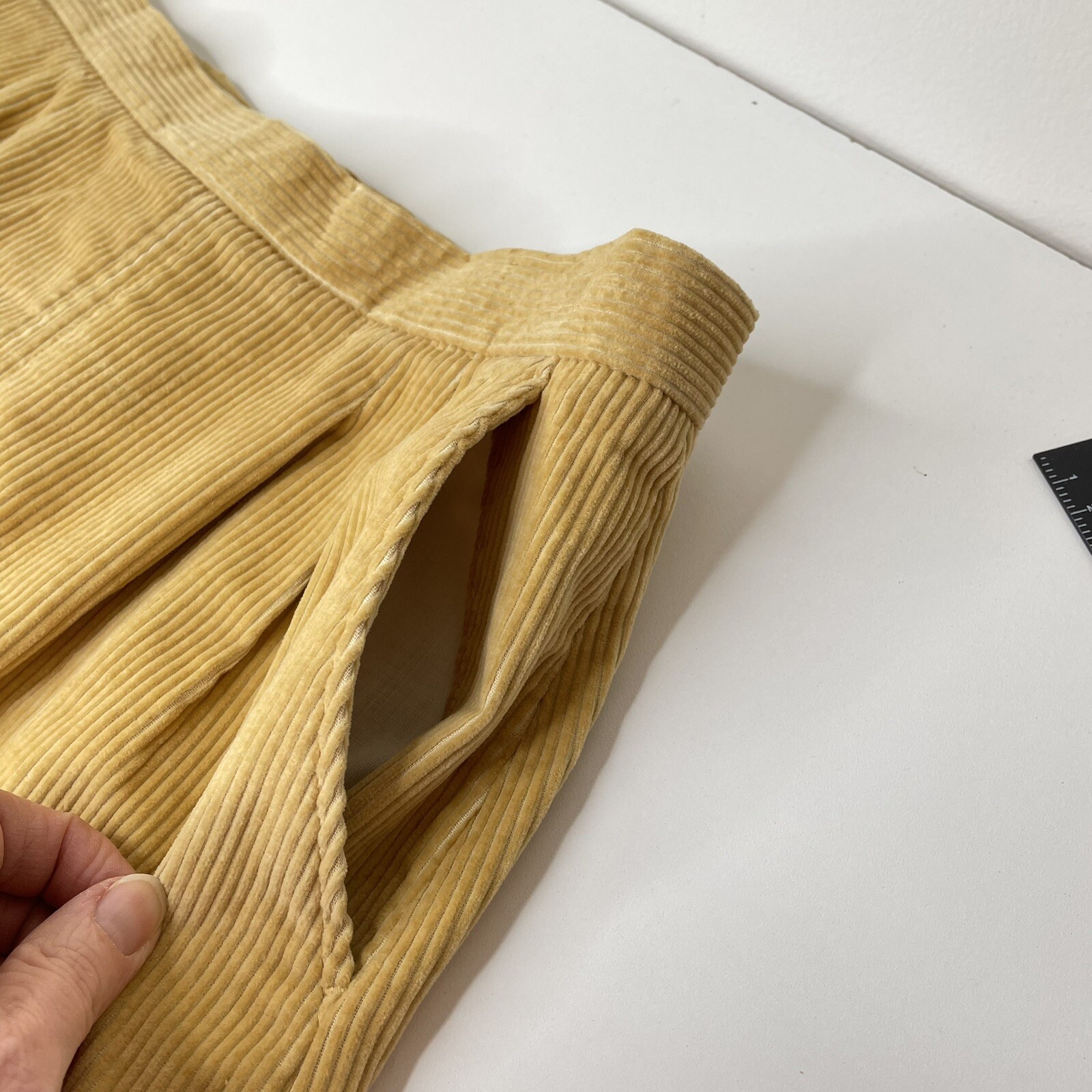 Vintage Picket & Post Corduroy A Line Skirt 14 Petite Pockets Beige Knee Japan