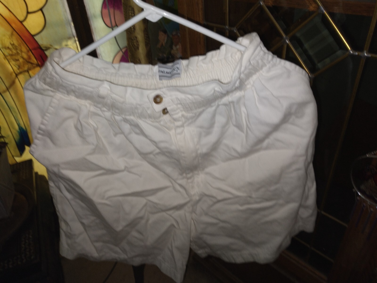 Palmetto’s 28″ 32″ Stretch Waist Wht Shorts Light Pleat Pockets Zip 2 Button USA