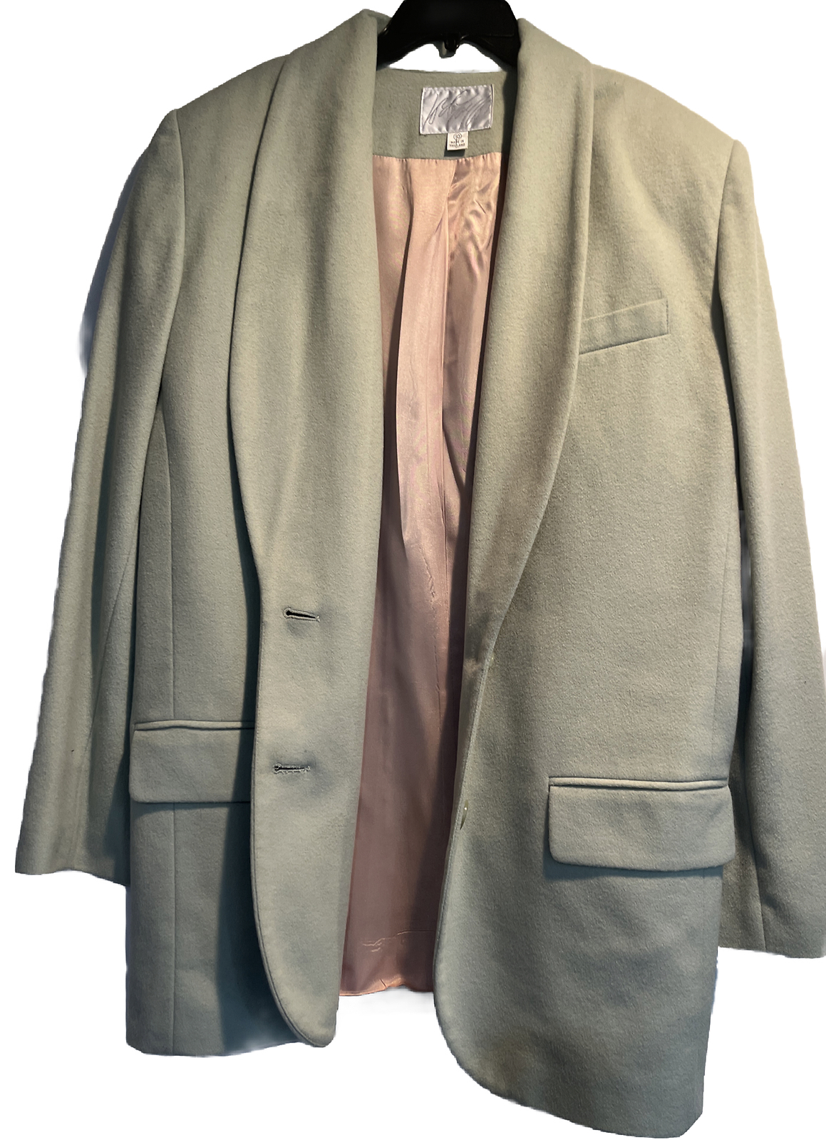 VINTAGE Lord & Taylor Womens WOOL RECYCLED Cashmere Mint GREEN Blazer Coat Sz10