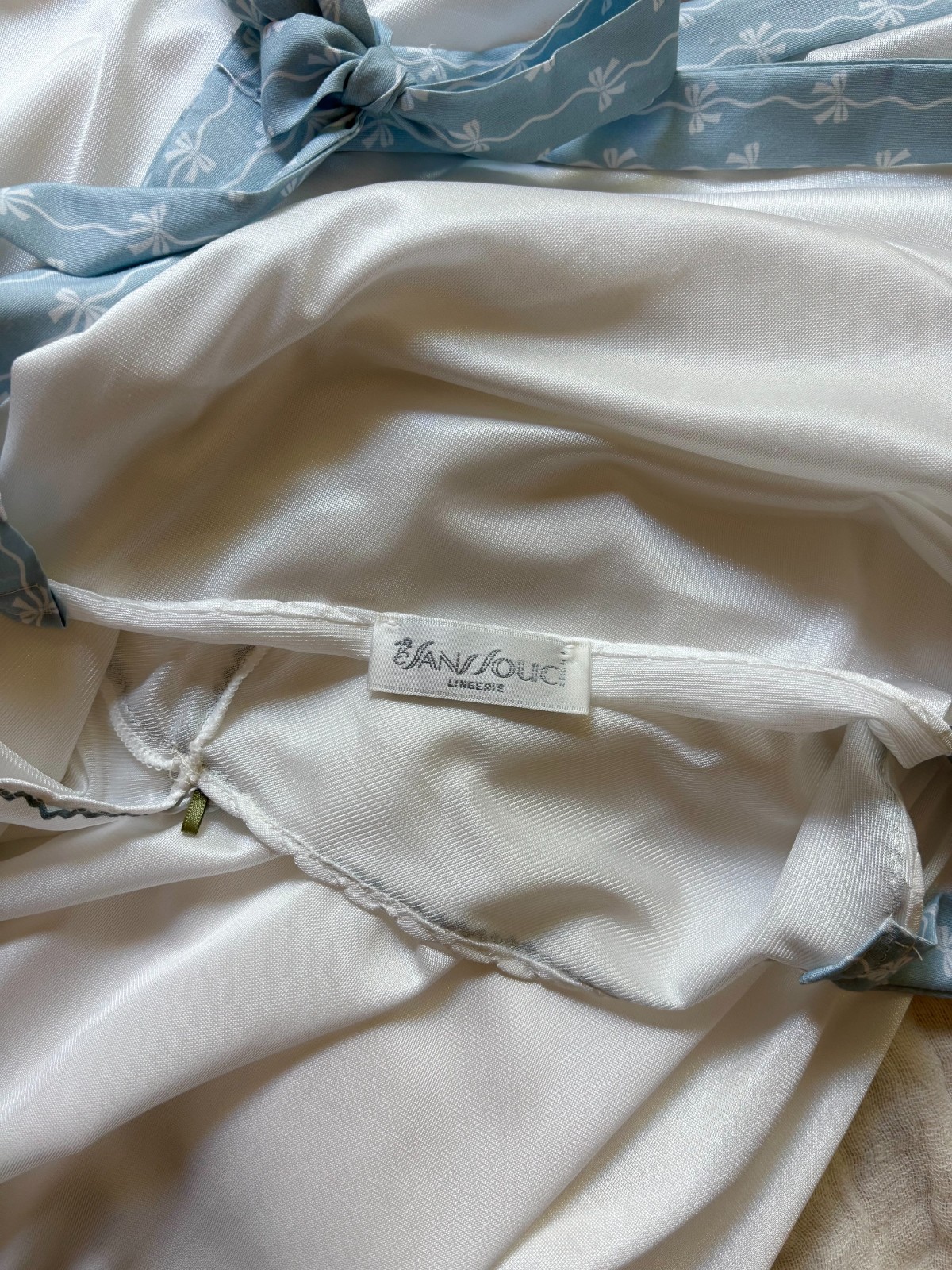 Vintage 70s San Souci Lingerie White Slip Nightgown with Scalloped Neckline