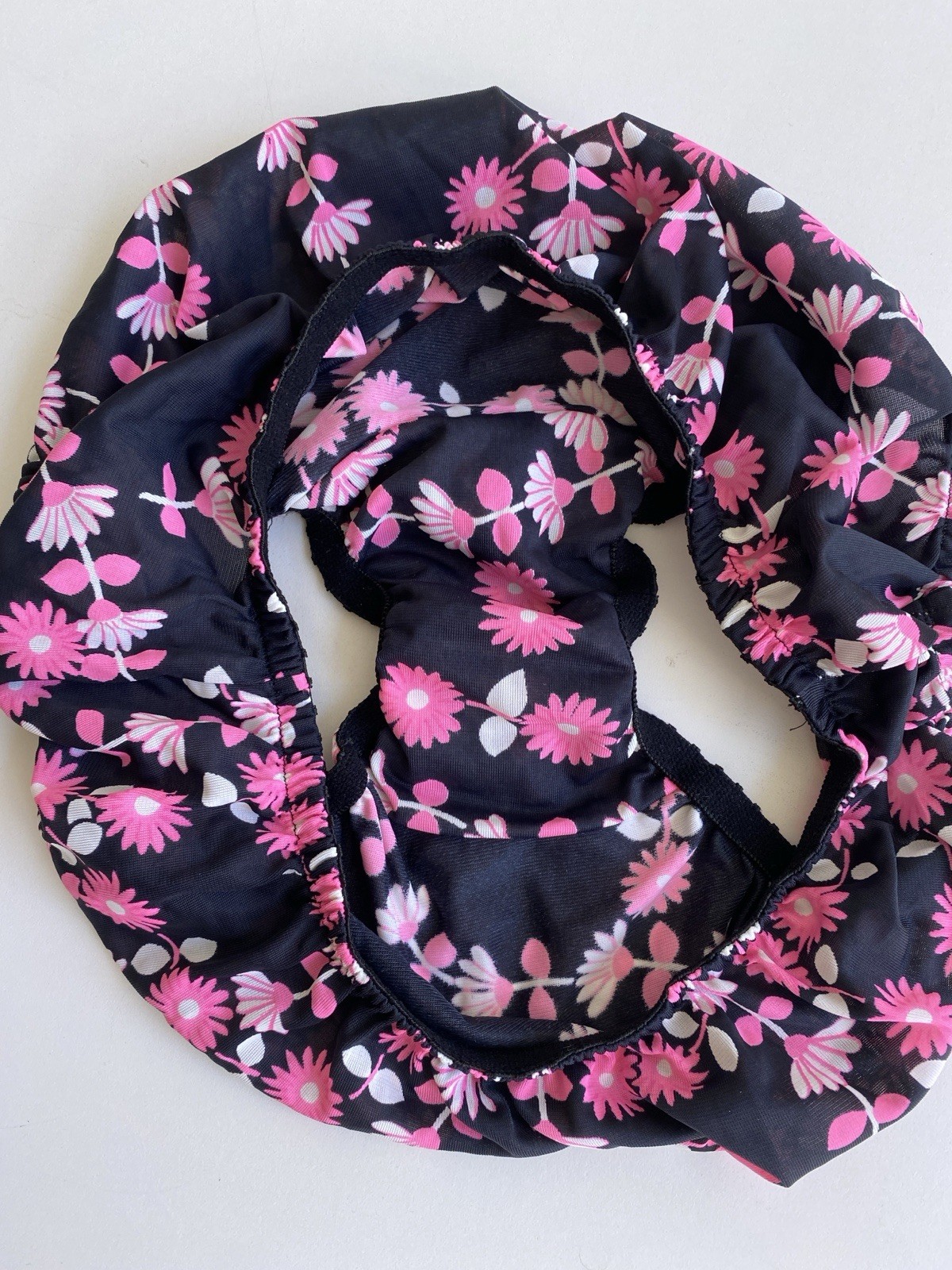 Vintage 60s Harrods 36 Satin Nightgown & Matching Panty Italy Black & Pink
