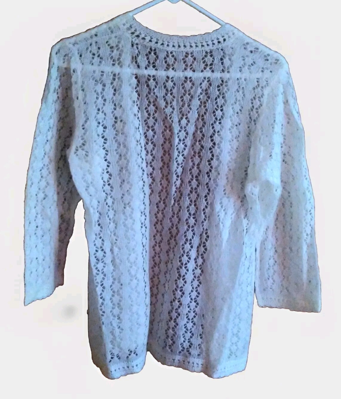 Vintage Style Hand Knitted Ivory Off White Women’s Cardigan Handmade Size S-M