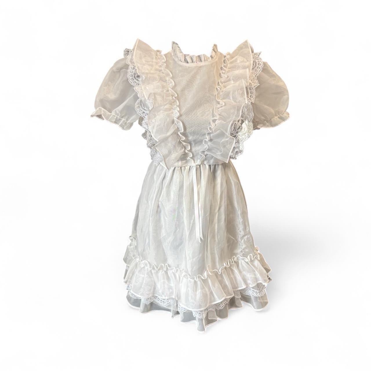 VTG 80s Kandy Ann Coquette Cottage Core Ruffle Midi Sunday Best Dress