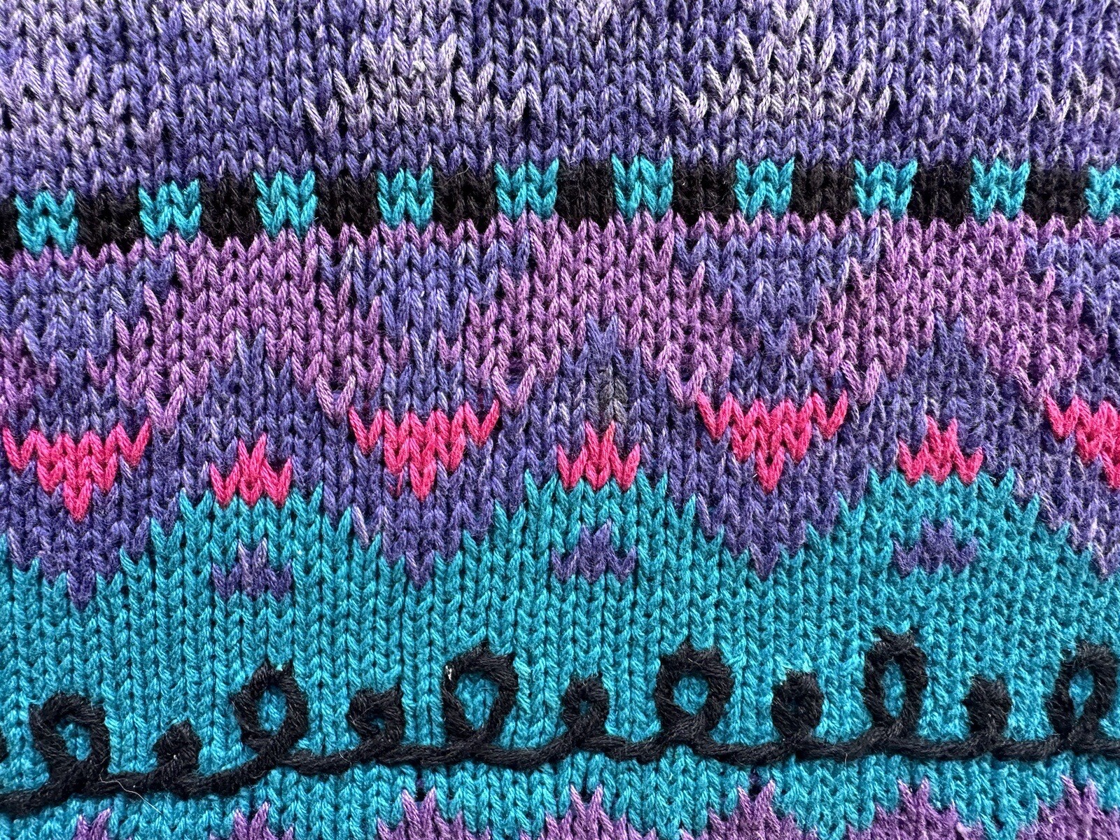 Vintage 1992 Segrets Sun Prints Purple Multicolor Embroidered Sweater Size L
