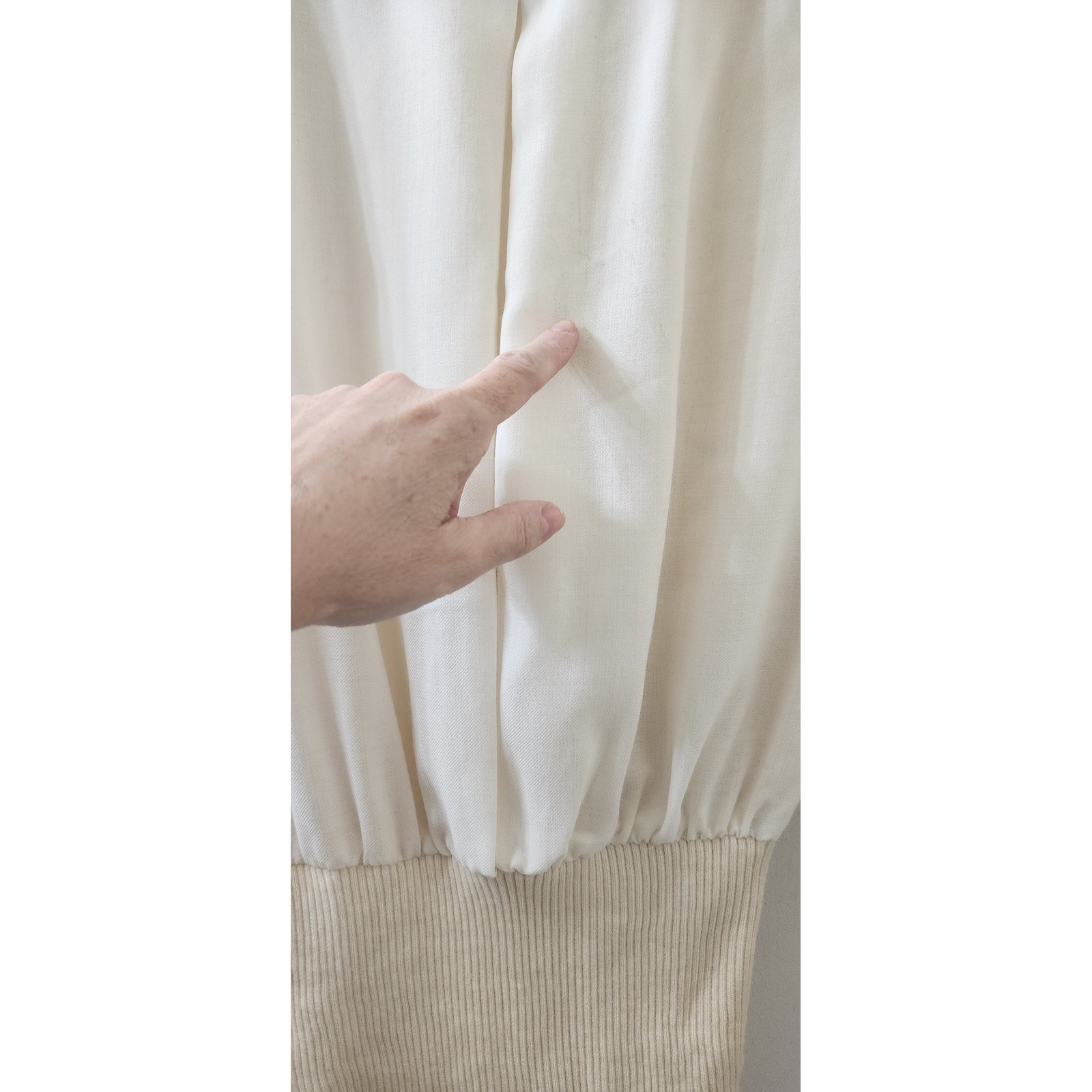 Vintage J. Tiktiner Cream Ribbed Knit Waist Blouse Top Ivory