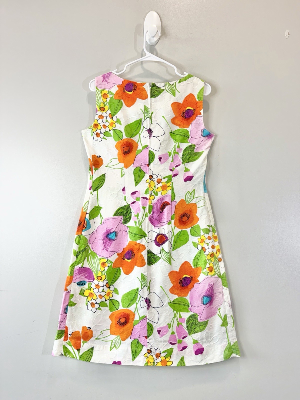 Vintage 1960s Shift Dress Flower Power Mod Hippie Cotton 60s Rainbow Medium