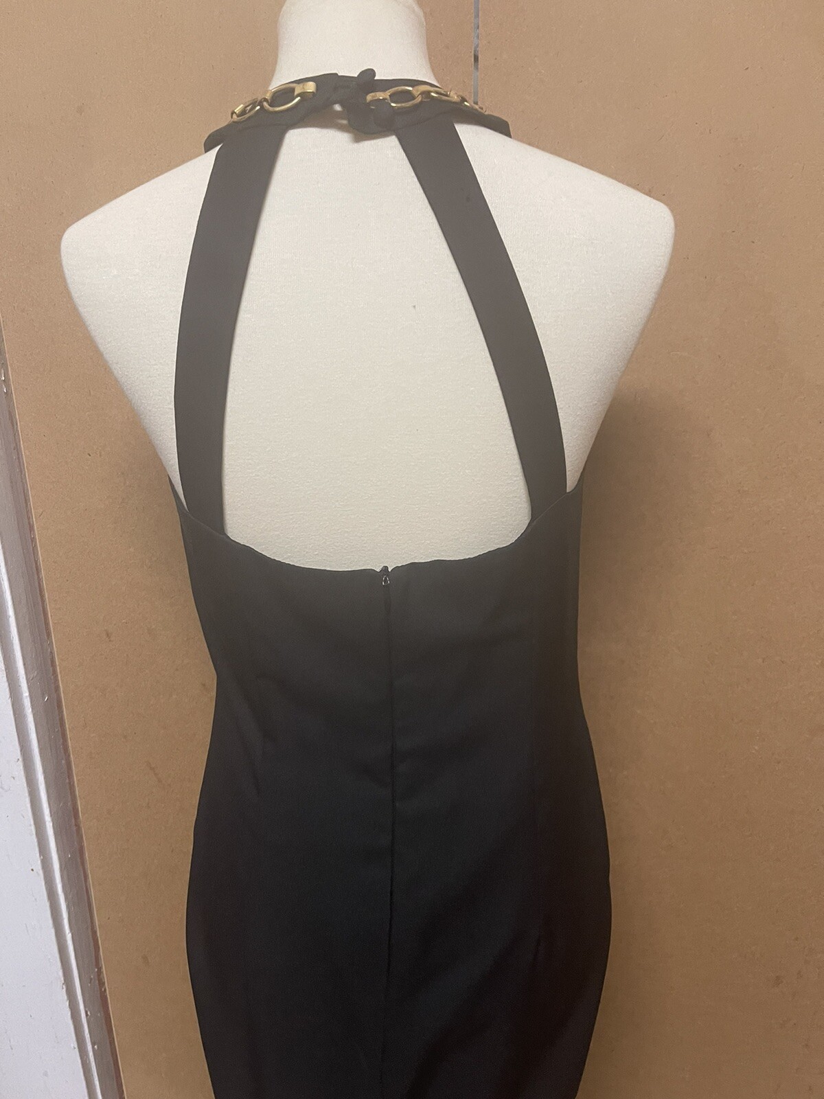 RAMPAGE Size 9 Black Halter Top -Full Length Dress w/Side Slit