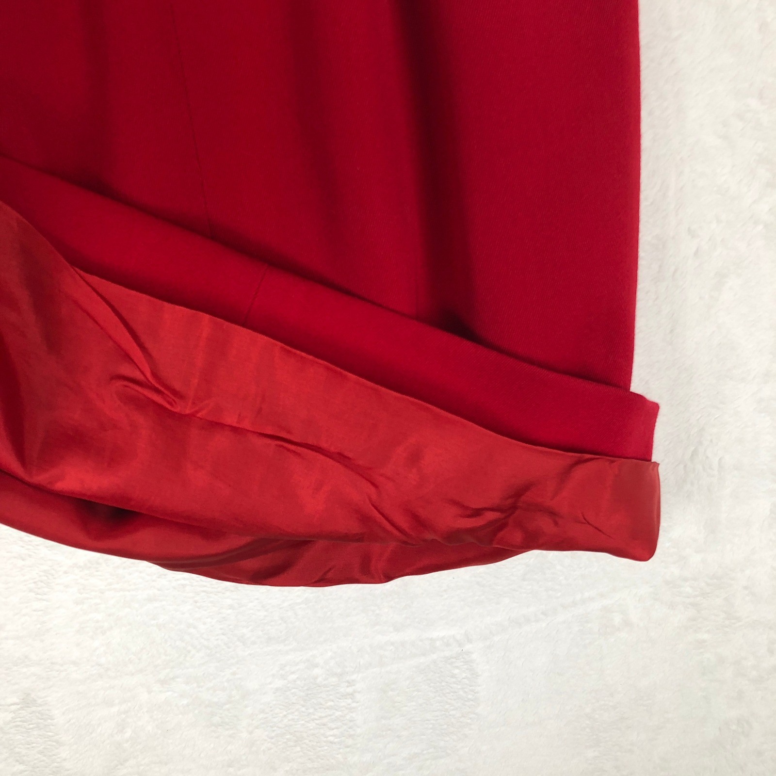VTG Saint Laurent Rive Gauche Pencil Skirt Sz 38 Red Pockets Side Zip France