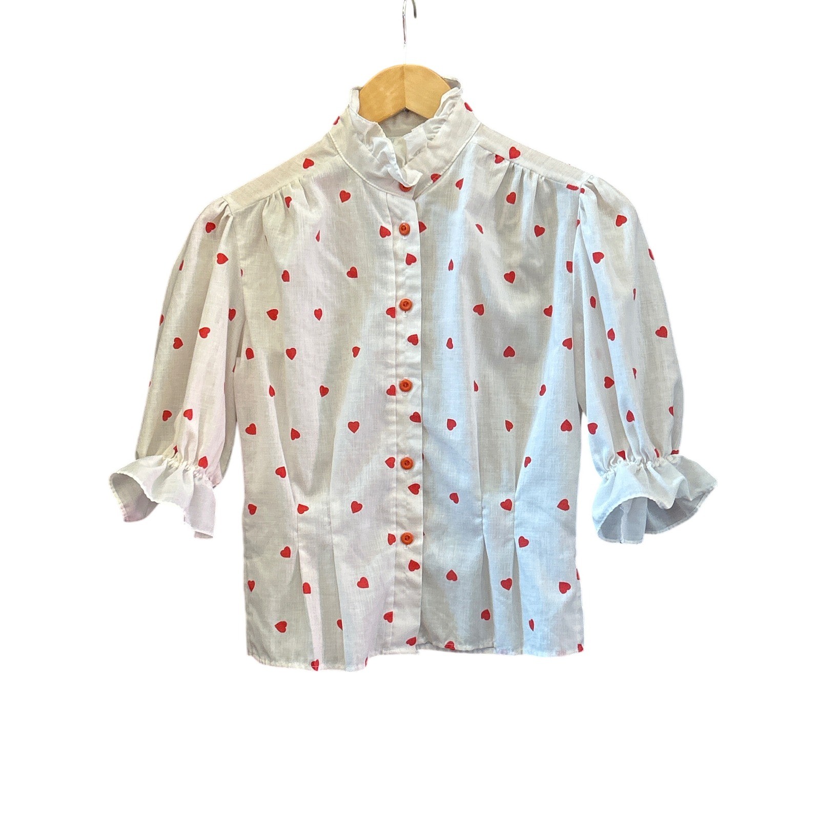 Vintage Ardmore Heart Print Blouse Romantic Coquette Cottagecore Sweetheart