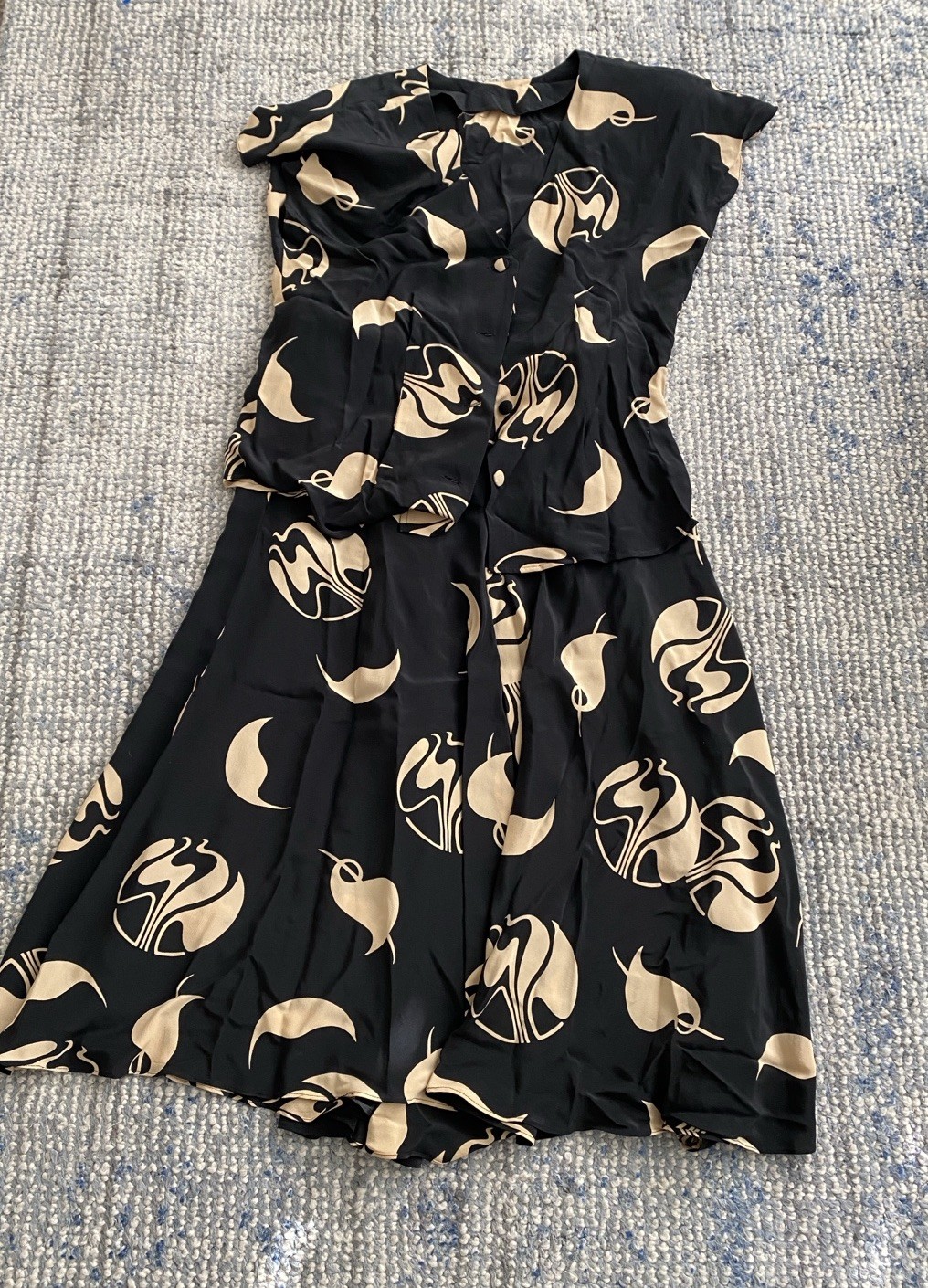 Vintage 80s Disegni Women’s Silk Set Made In Korea 100% Silk Size 14