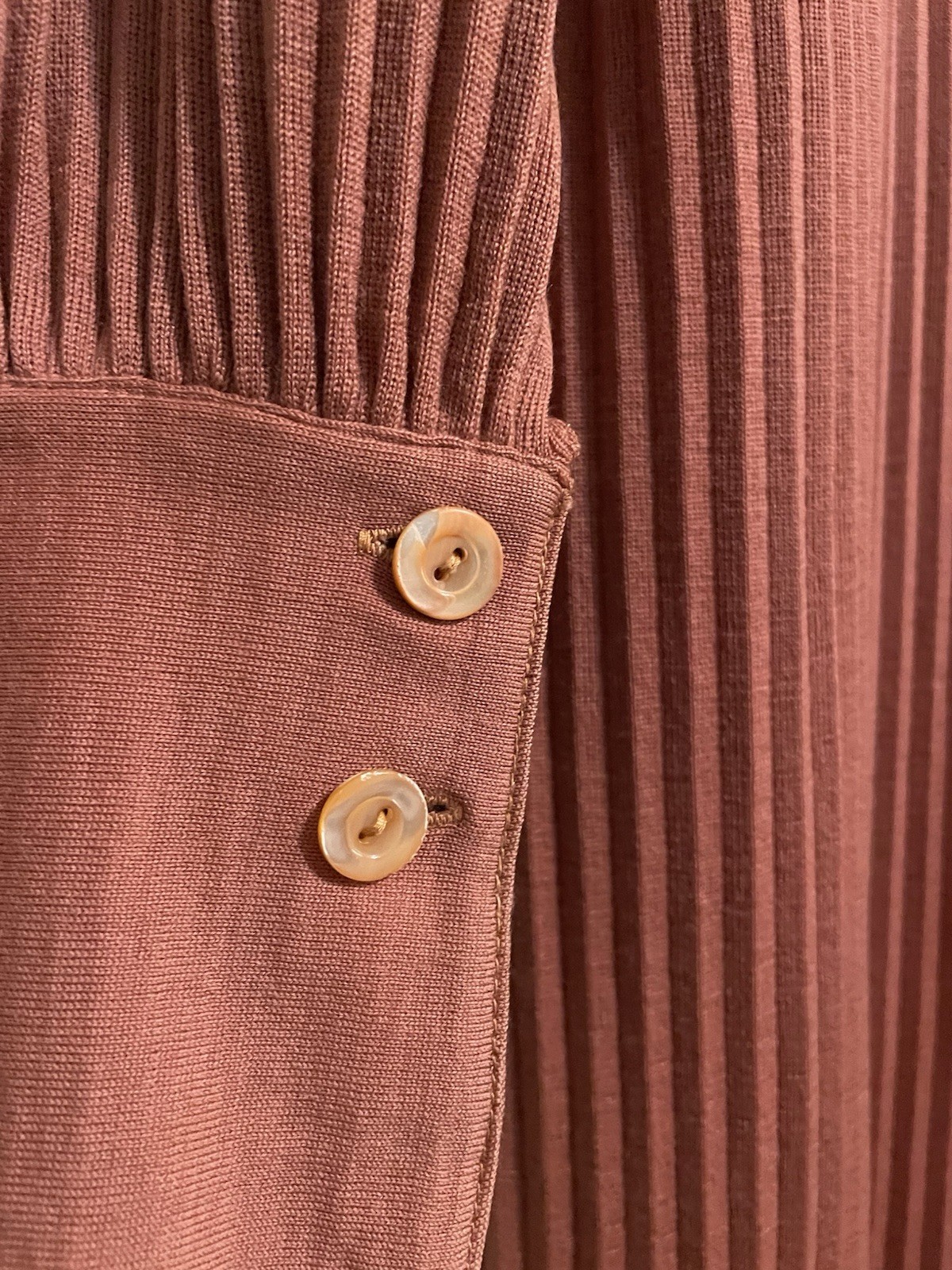 70s Francesca For Damon Dress 100% Wool Pleated Blush Guava Long Sleeve 8