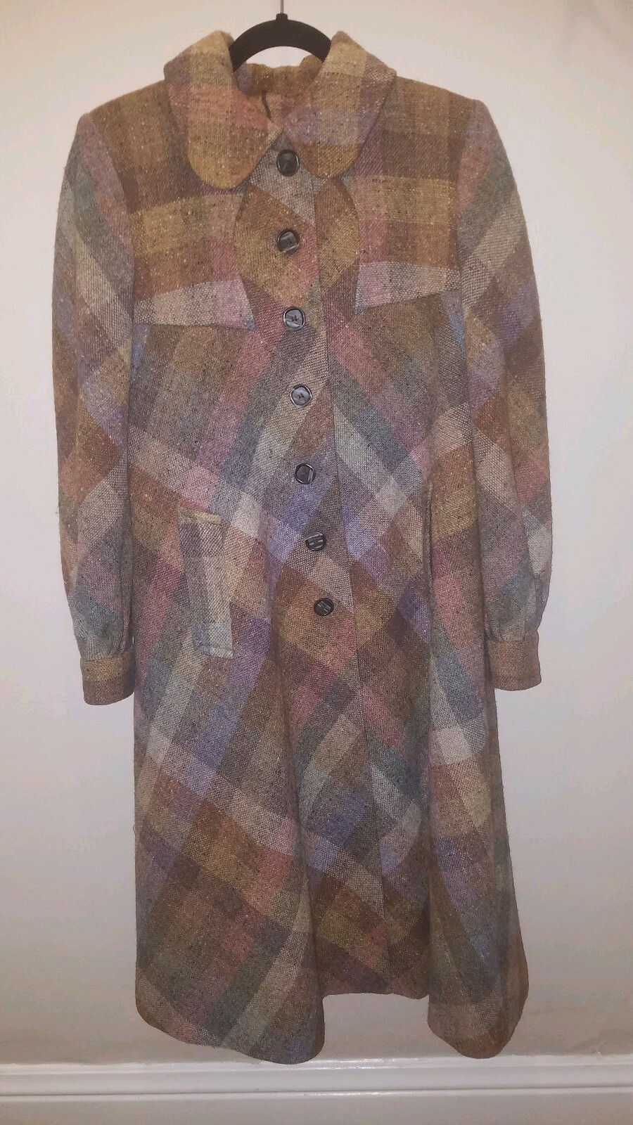Vintage Irish Wool Tweed Swing Coat Plaid Boru by Jimmy Hourihan Dublin Ireland