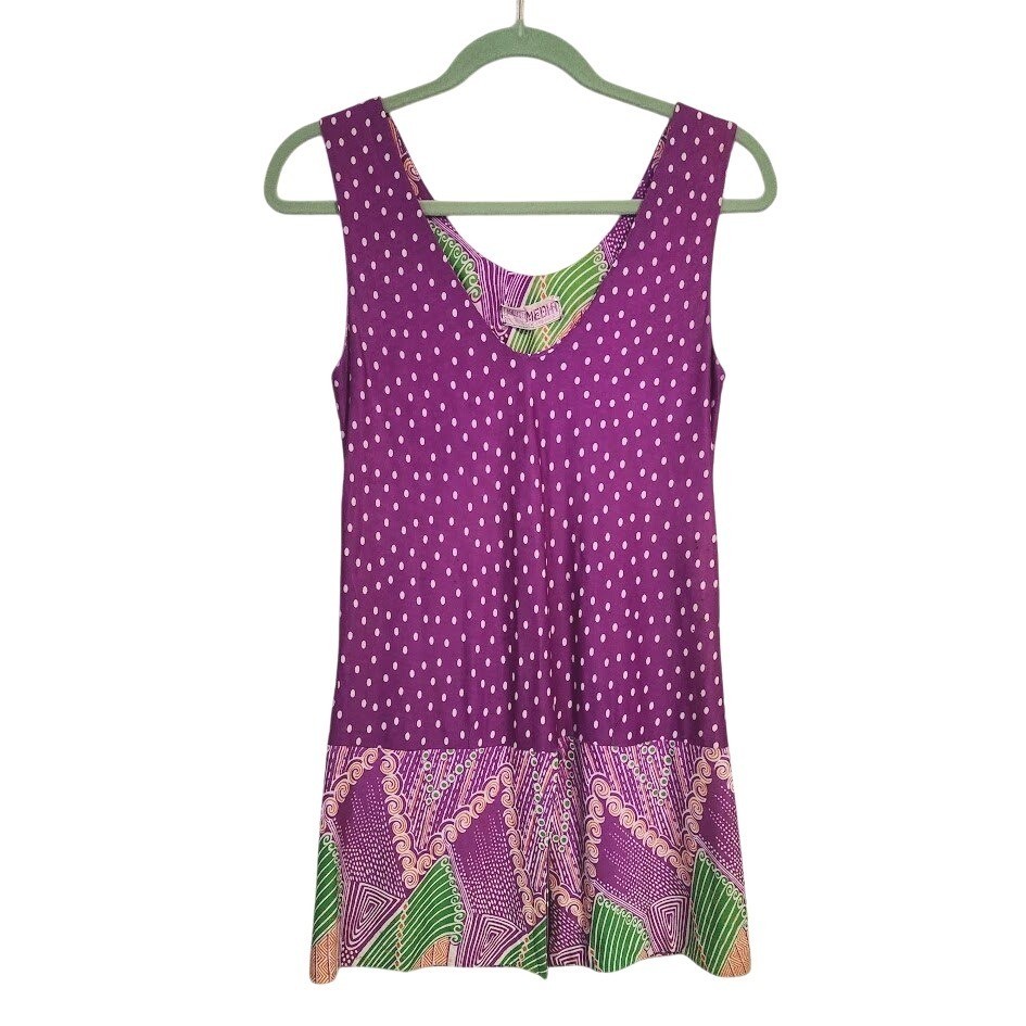 MALIBU MEDIA CALIFORNIA 70s Polka Dot Abstract Mini Dress swim cover