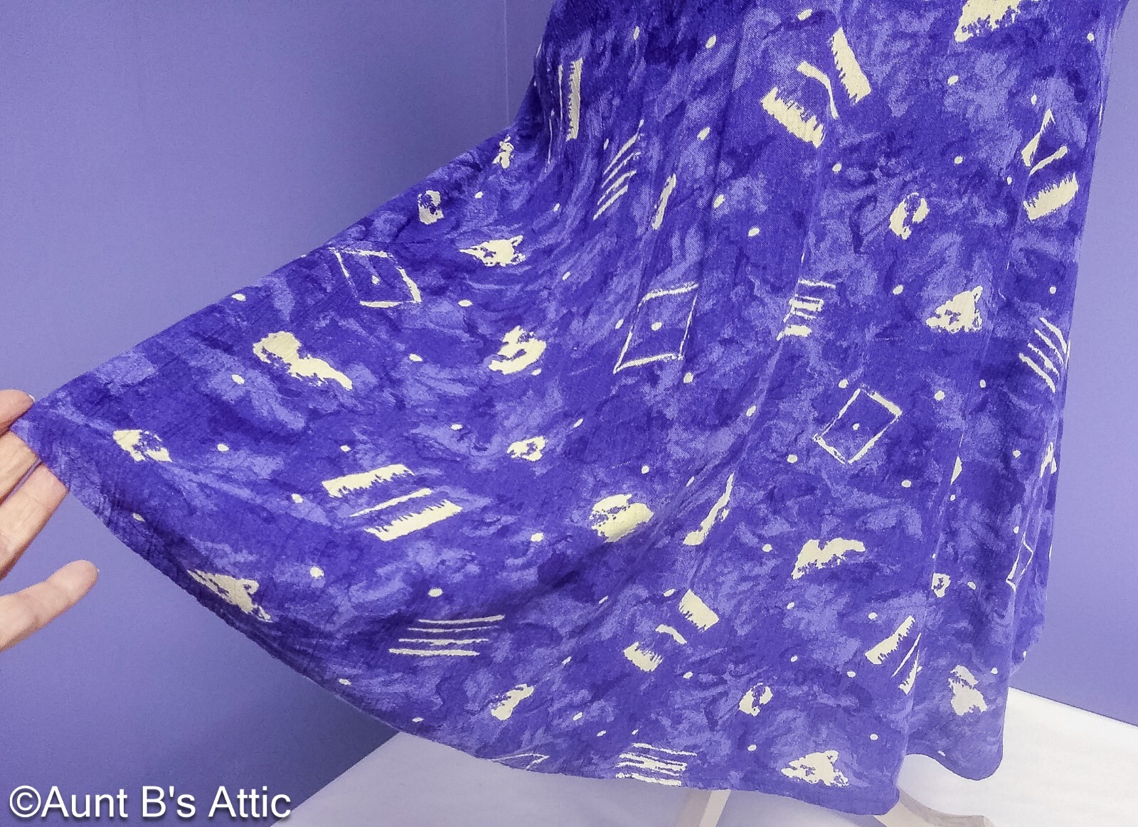 Vtg 90’s Rabbit Rabbit Rabbit Designs Purple/White Abstract Print Dress XL