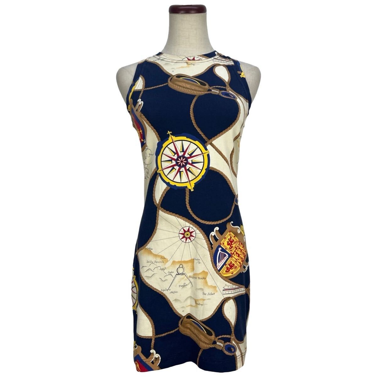 Gucci Vintage Dress map pattern one-piece Multicolor Women Rare Size S