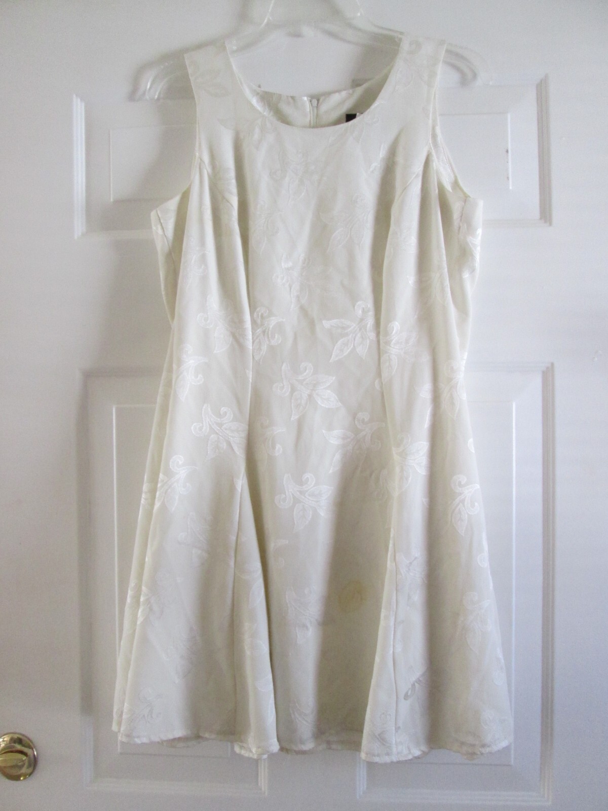 VINTAGE BE SMART IVORY SATIN SHEEN LACE-UP SLEEVELESS PARTY TWIRL DRESS 9/10