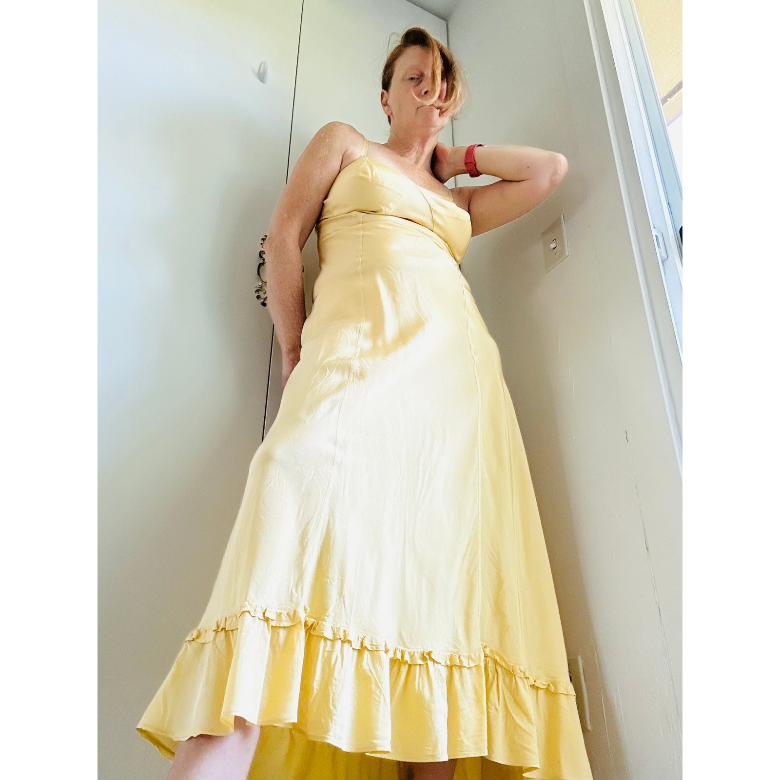 Antique 40s Buttercream Yellow slip dress Maxis SZ M/8 Soft Girl Coquette