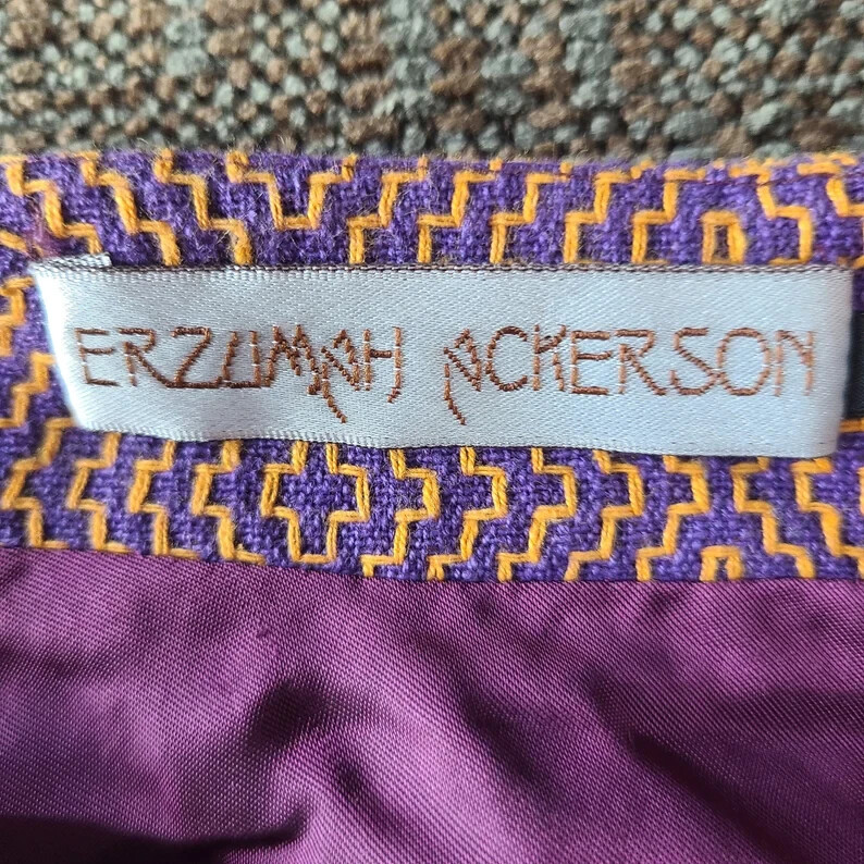Vintage Women’s Erzumah Ackerson Skirt Purple Orange UK 8 US 4 Geometric Zipper