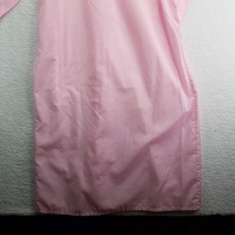 Katz Gown Womens 34 Pink Long Sleeve Buttons Eyelet Lace Vintage 60s Nightgown