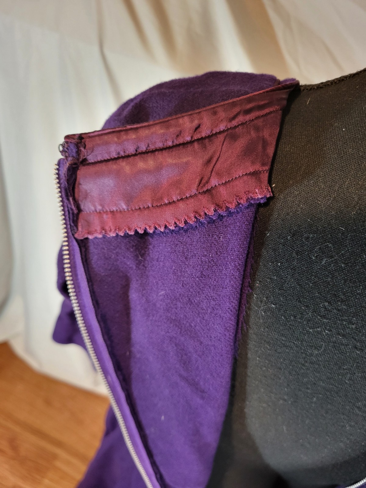 Vintage Circle Skirt Dress 1950s Homemade Rockabilly Wool Purple Swing Size 8