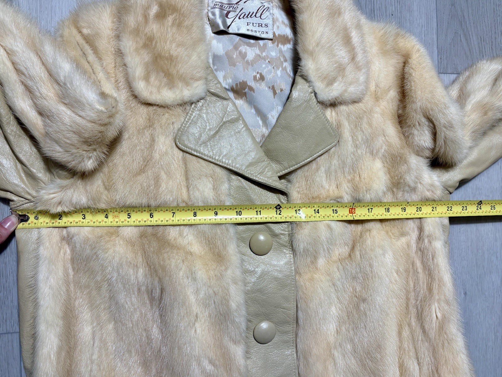 VTG 1960s Maurie Gaull Furs Boston Genuine Fur Leather Trim Coat Women’s Large