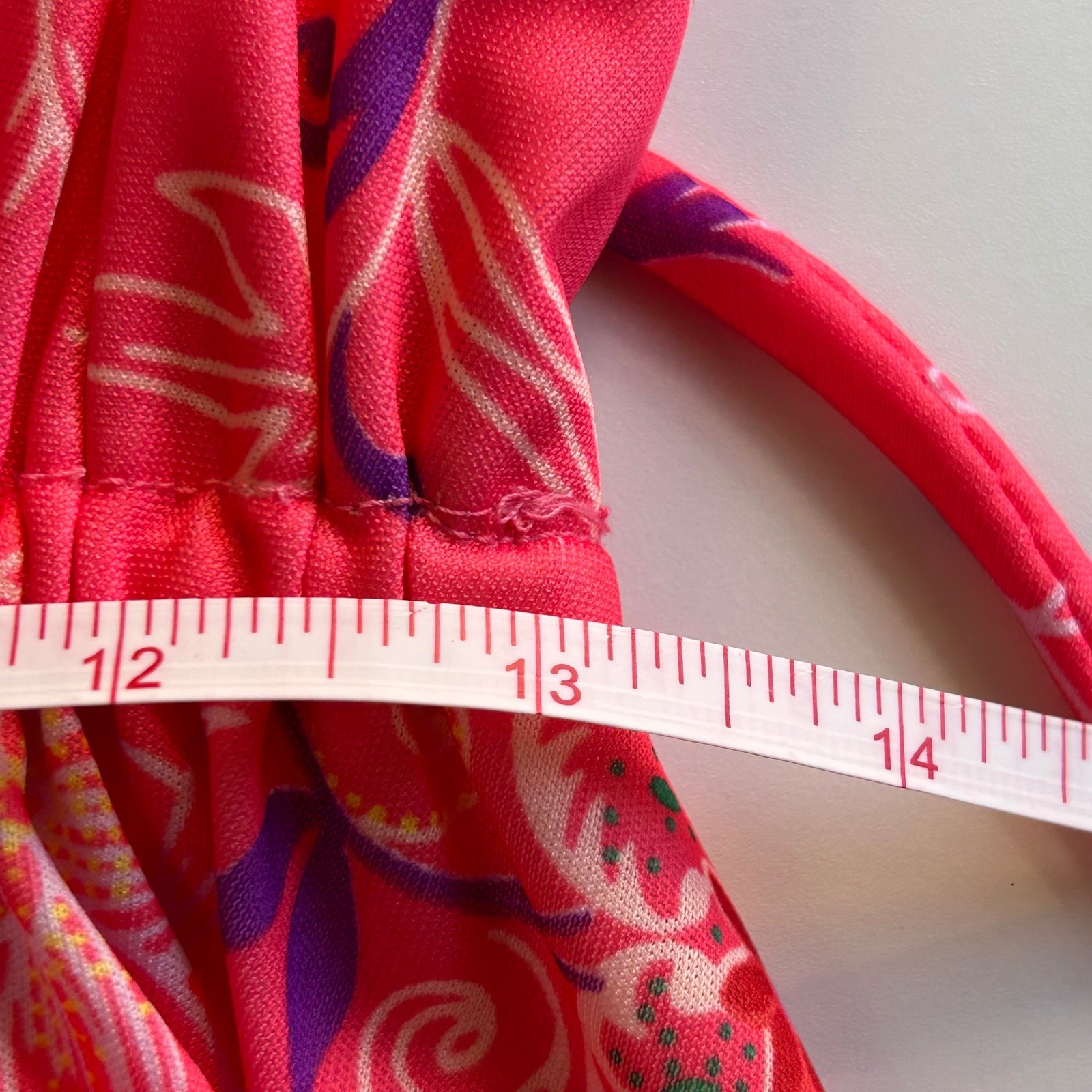 Vintage 70s Pink Floral Faux Wrap Midi Dress Long Sleeve Size 14 BOHO