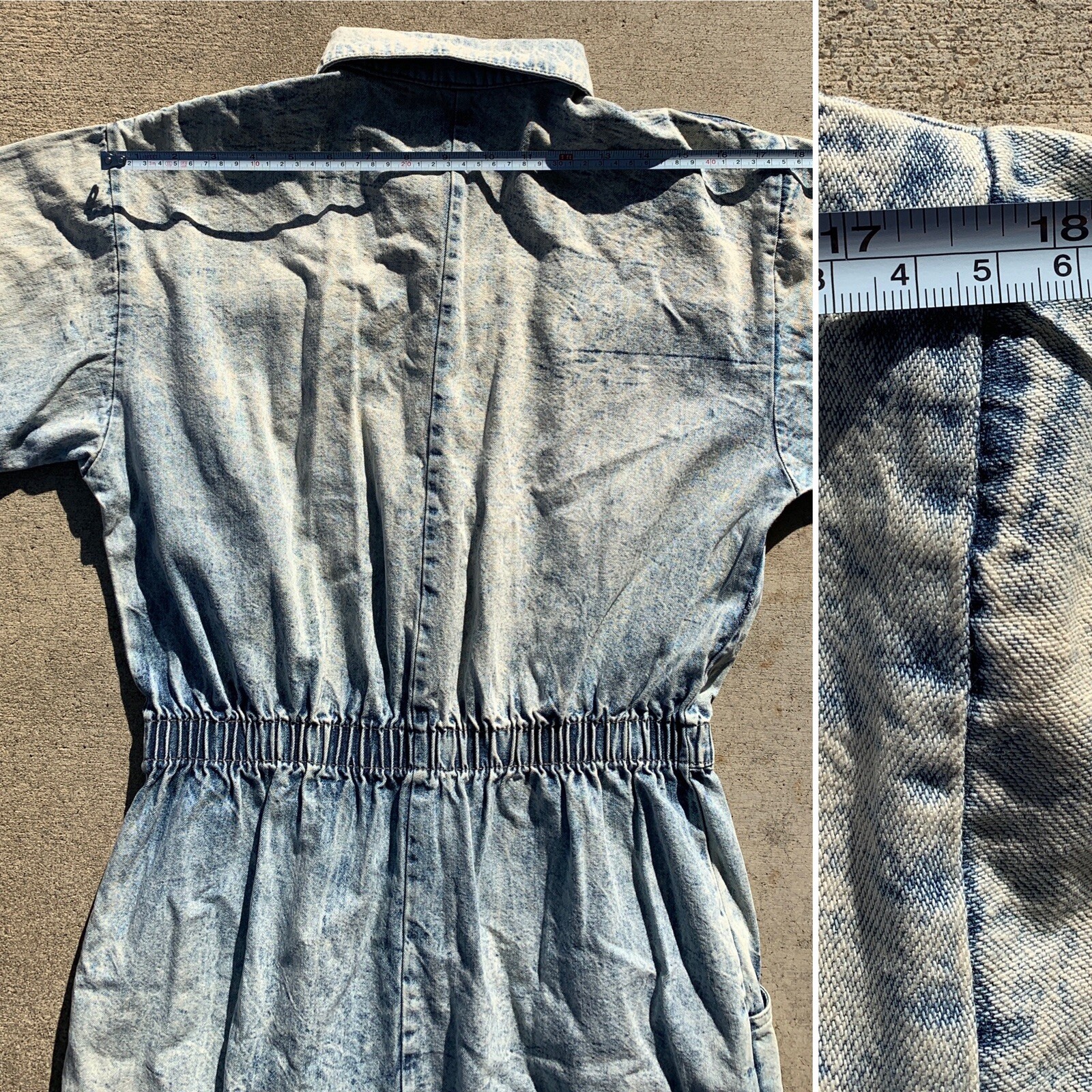 Vintage Ideas Acid Wash Denim Dress With Pockets Medium 80s 90s 1980s