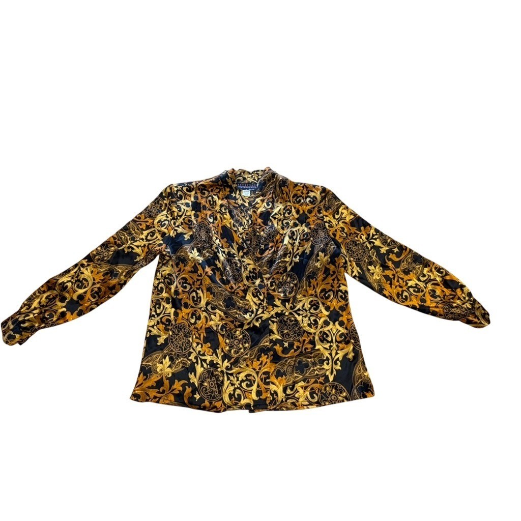 TanJay Baroque Gold Black 3 Pc Jacket SZ L, Shirt SZ 14, and Skirt Set SZ 16