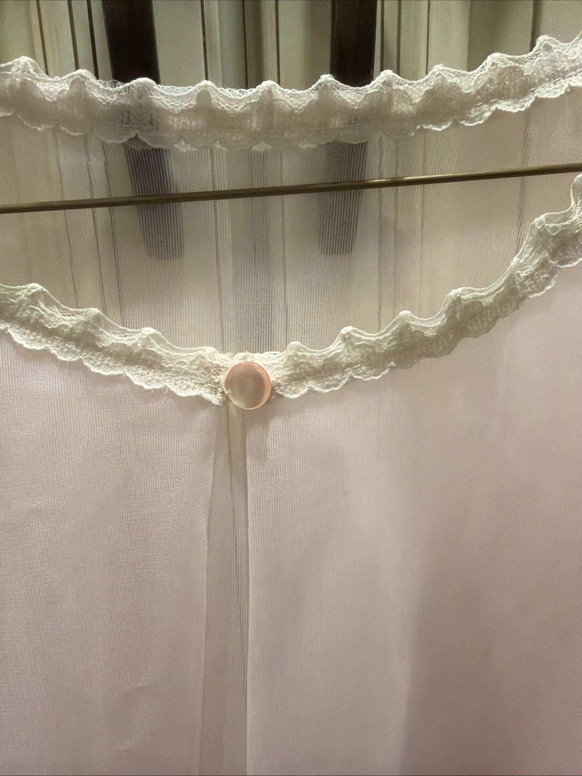 Vintage Lingerie Set Pink Lace Satin And Soft Tulle Robe And Sweet Nightie XL
